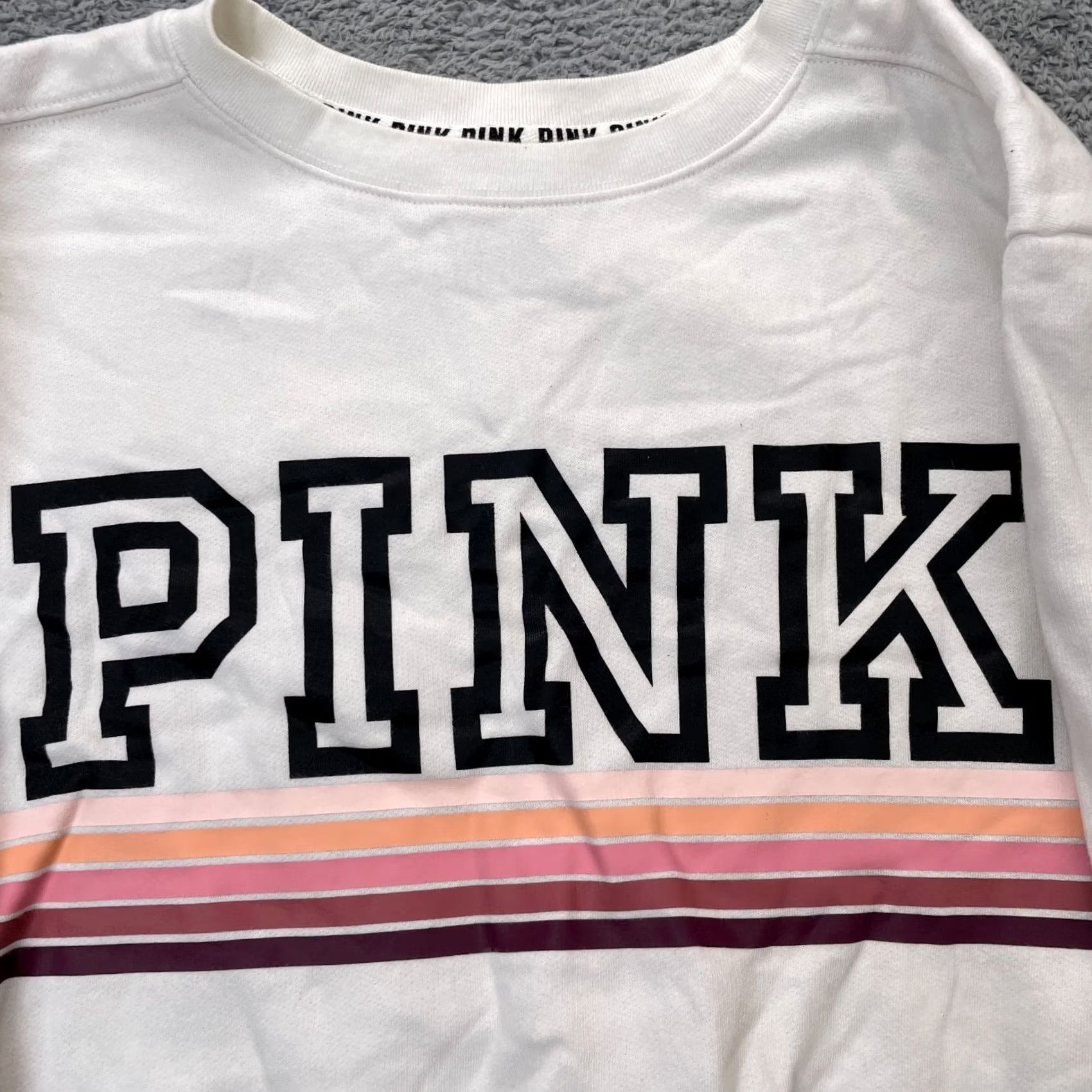 Victoria's Secret Vicoria'S Secret Sweatshirt Womens Small White Pink Campus Fleece Lined Cotton Size S / US 4 / IT 40 - 2 Thumbnail