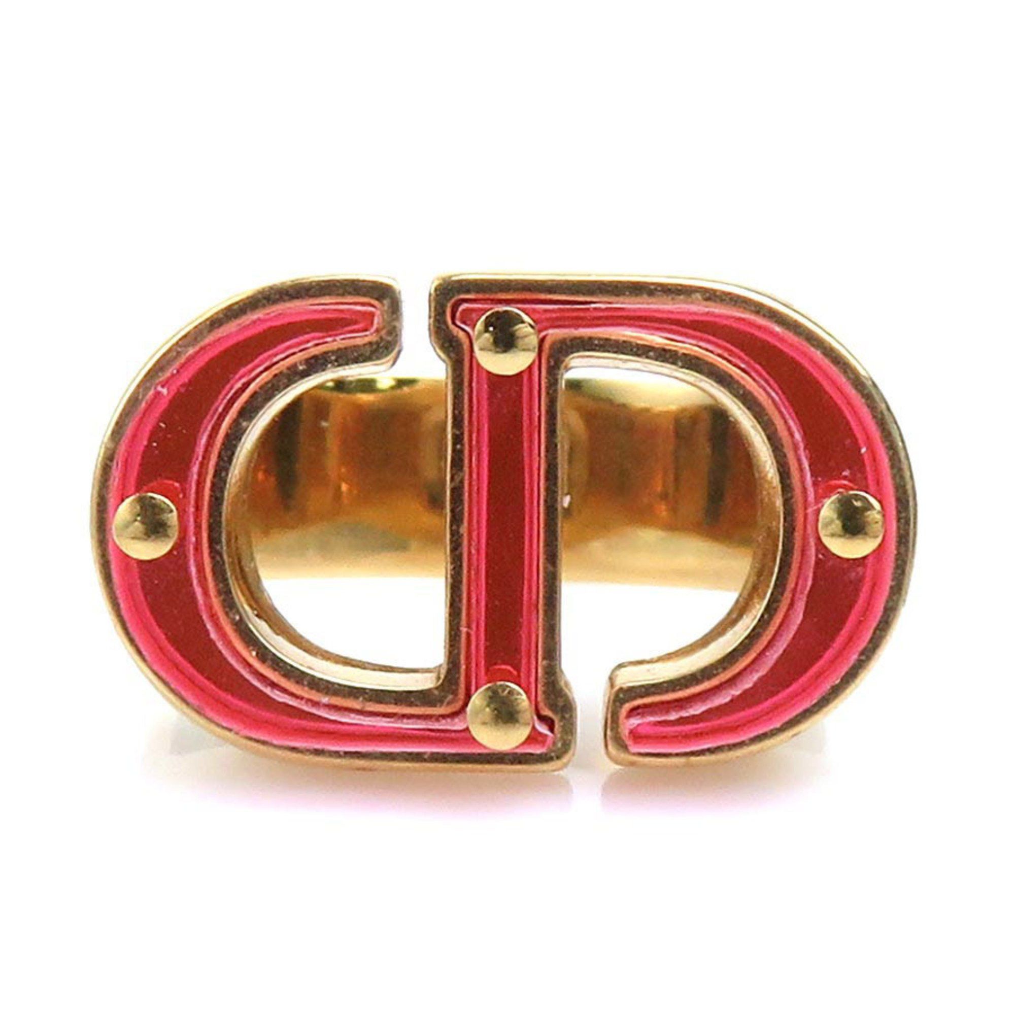 Dior Christian Dior Ring, Metal, Acrylic, Pink and Gold, Women's, 56377g Size ONE SIZE - 1 Thumbnail