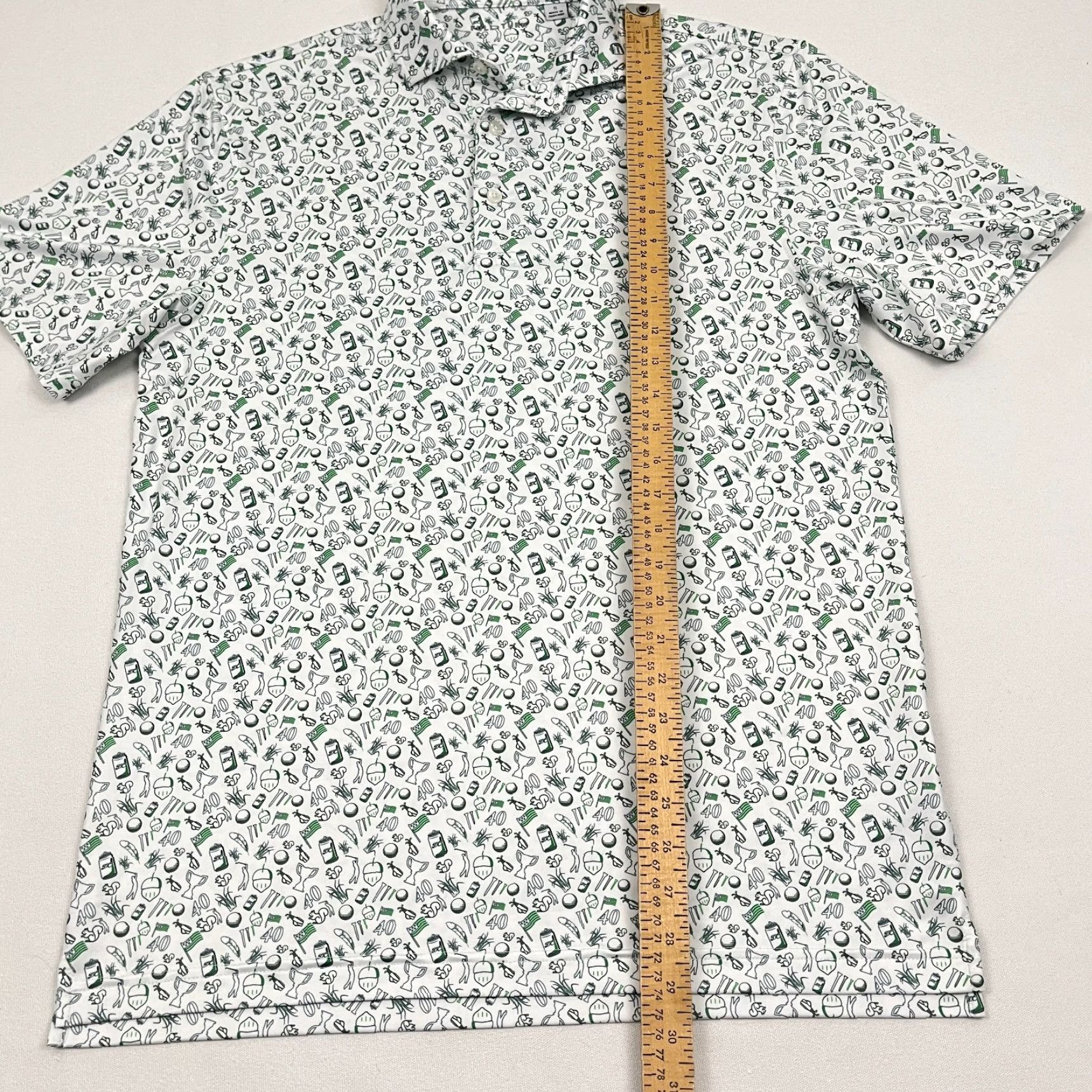 Vintage Full Turn Polo Shirt Mens S White Green AOP All Over Oakmont Golf Performance Polo Size US S / EU 44-46 / 1 - 4 Thumbnail