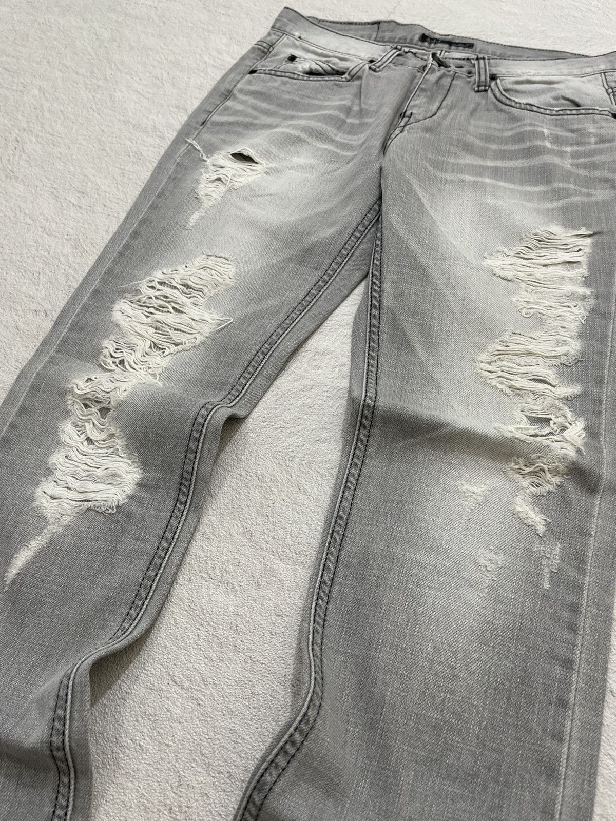 If Six Was Nine 2000s Distressed Rare Grey Denim Washed Jeans Y2K Size US 29 - 2 Thumbnail