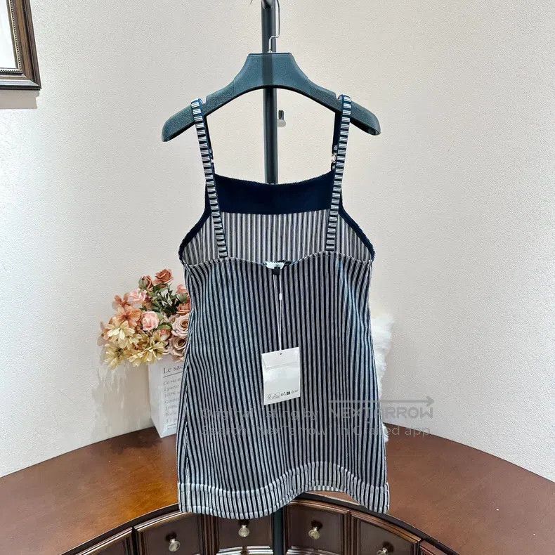 Chanel Chanel Metal micro-label striped suspender skirt Size XS / US 0-2 / IT 36-38 - 2 Thumbnail