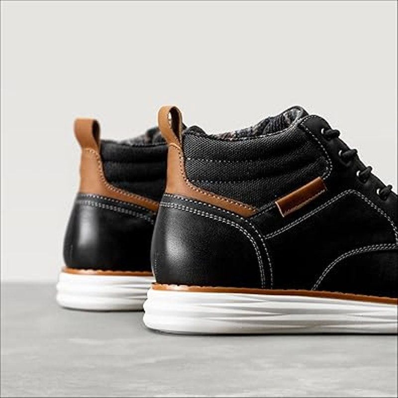 Other Bruno Marc Men's 9 Black Faux Leather Chukka Sneakers Size US 9 / EU 42 - 4 Thumbnail