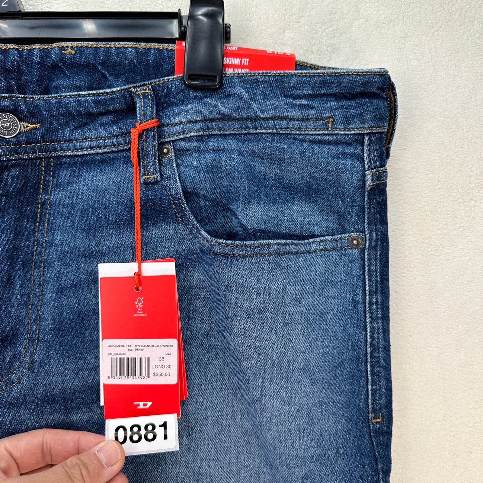Diesel DIESEL INDUSTRY SLEENKER MEN'S 38X30 TAPER STRAIGHT JEANS MA Size US 38 / EU 54 - 3 Thumbnail