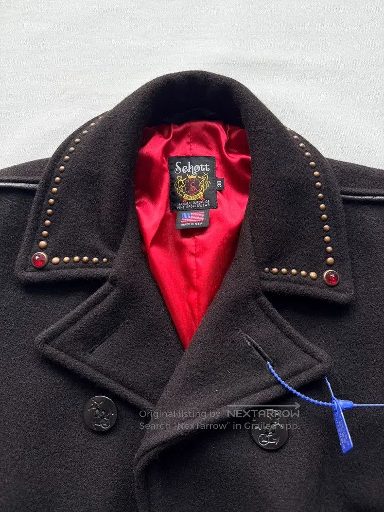 Schott Schott Jeweled buckle rivet leather trim cut woolen coat j Size US XS / EU 42 / 0 - 5 Thumbnail