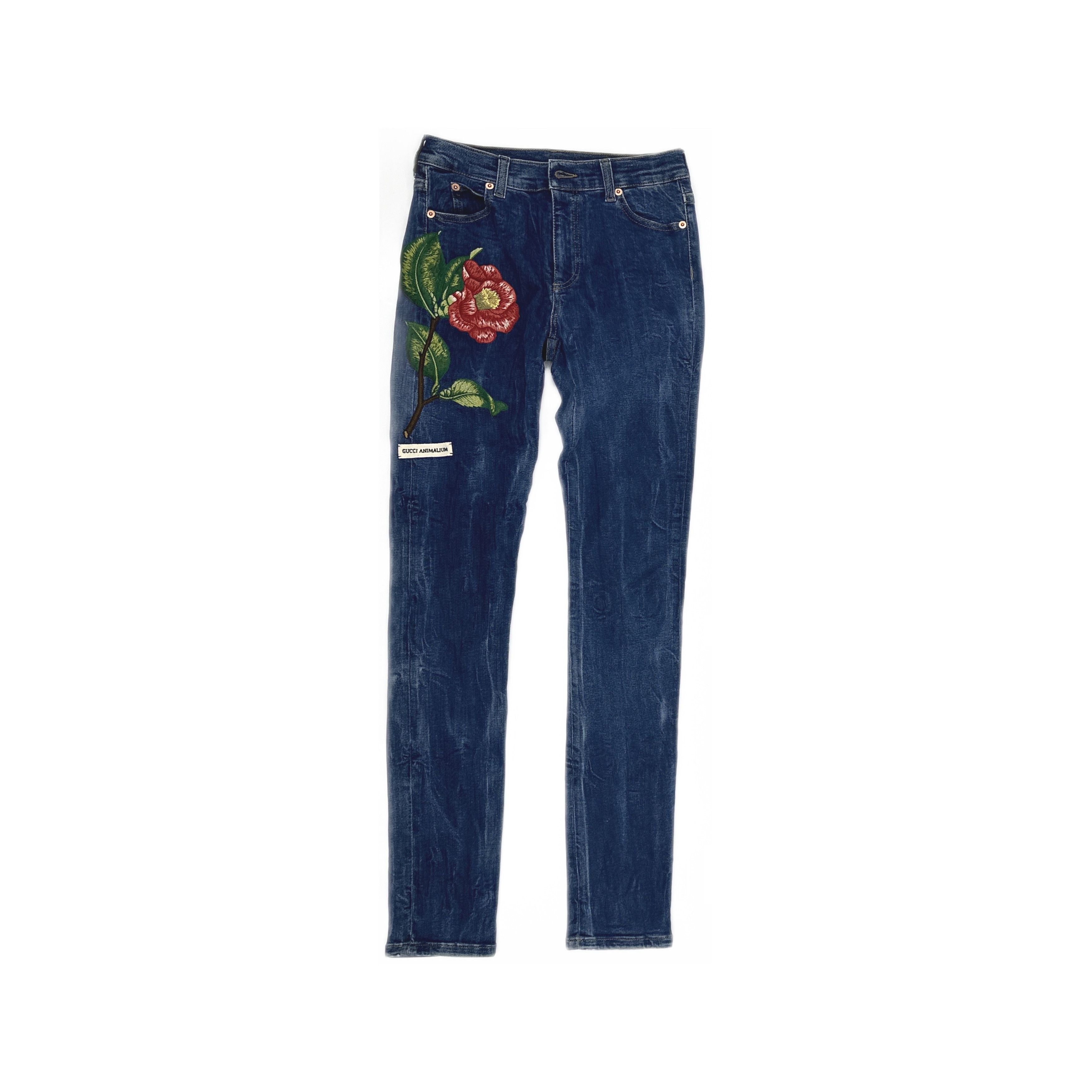 Gucci Gucci Floral Embroidered Jeans Size 24 Size 24" / US 00 / IT 34 - 1 Thumbnail