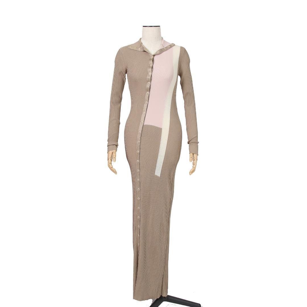 Fendi FENDI color-block silk maxi dress ss2018 size 38, beige. Size XS / US 0-2 / IT 36-38 - 11 Thumbnail