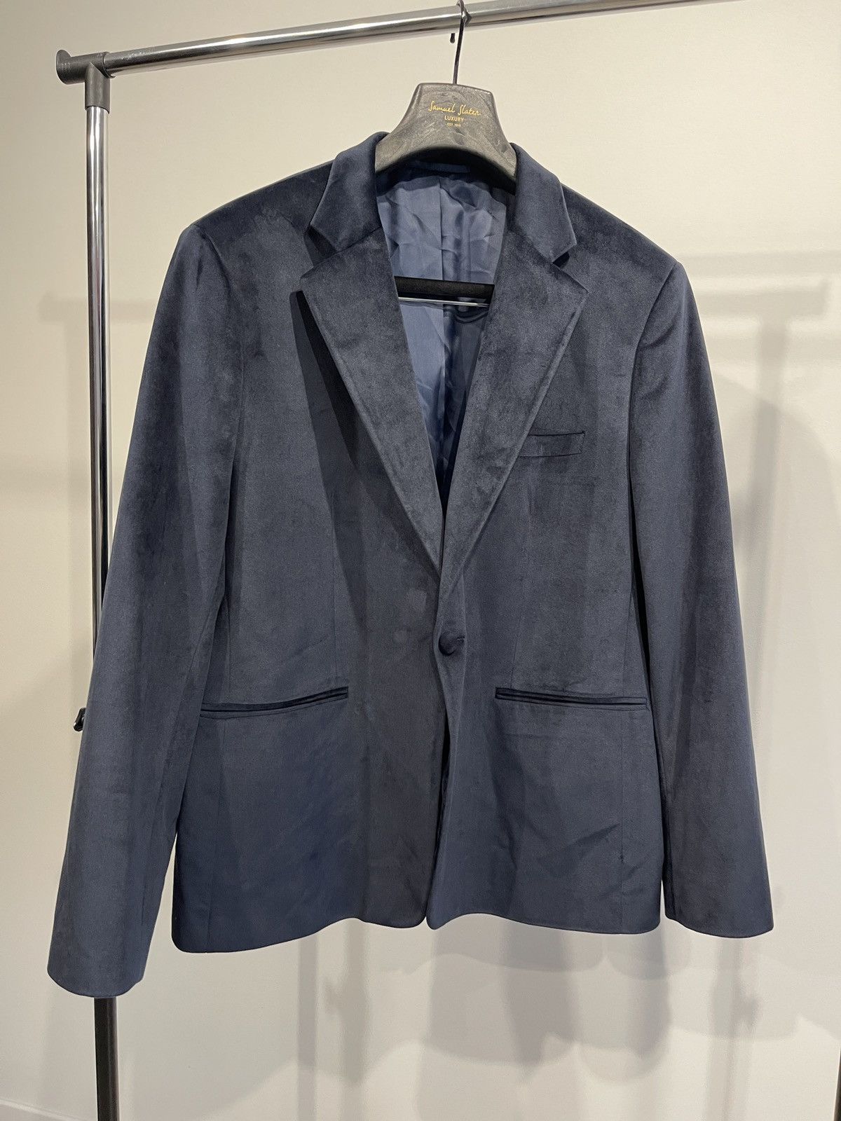 Vintage Vintage velvet jacket blue velour classic jacket sport coat Size 48R - 2 Thumbnail