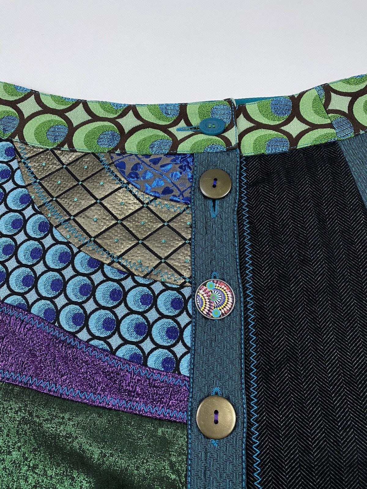 Desigual LASTDROP🔥 Desigual Galactic Tour Y2K Patchwork Peacock Skirt Size 28" / US 6 / IT 42 - 5 Thumbnail