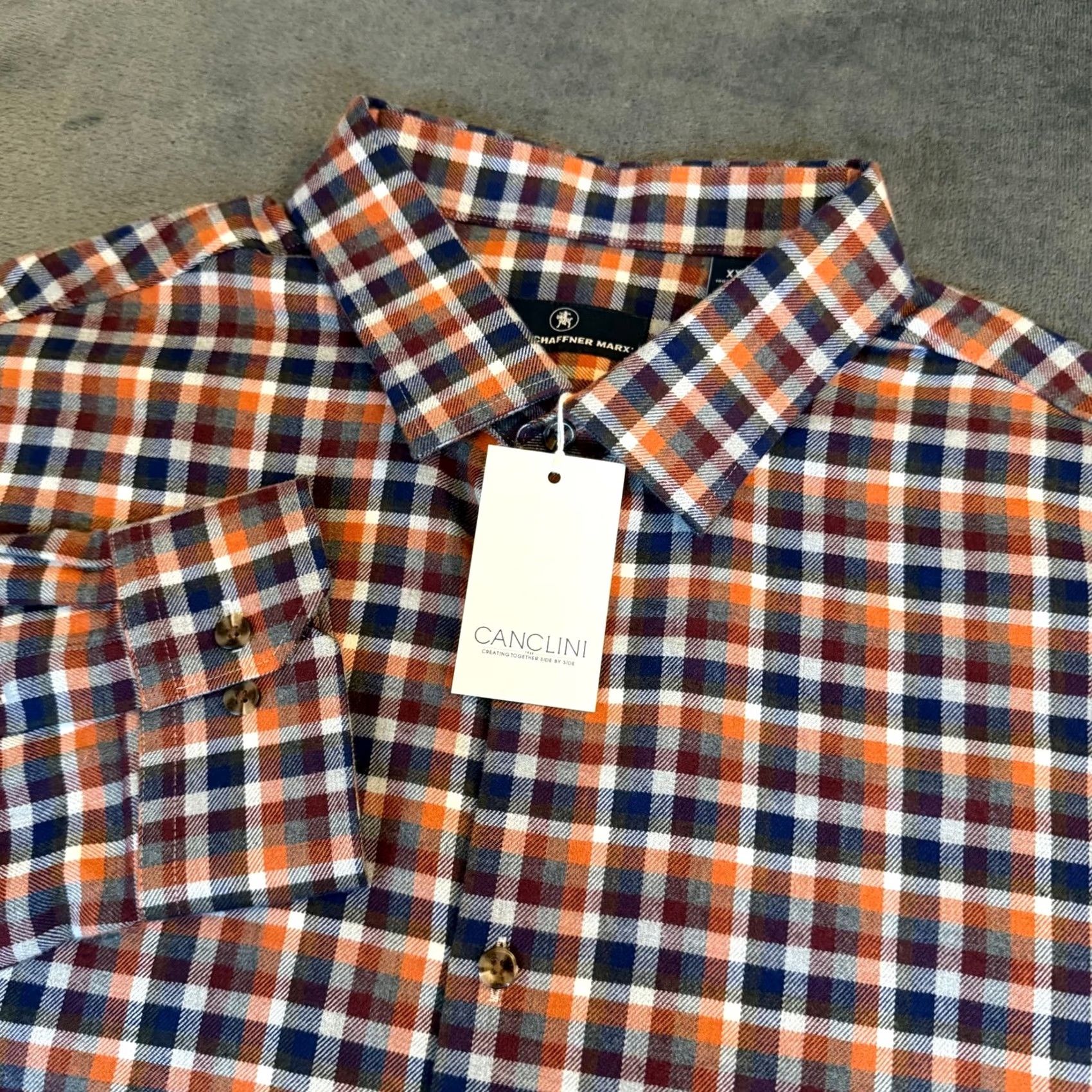 Hart Schaffner Marx Hart Schaffner Marx Canclini Italian Plaid Button Up Shirt Orange XXL Mens NWT Size US XXL / EU 58 / 5 - 2 Thumbnail
