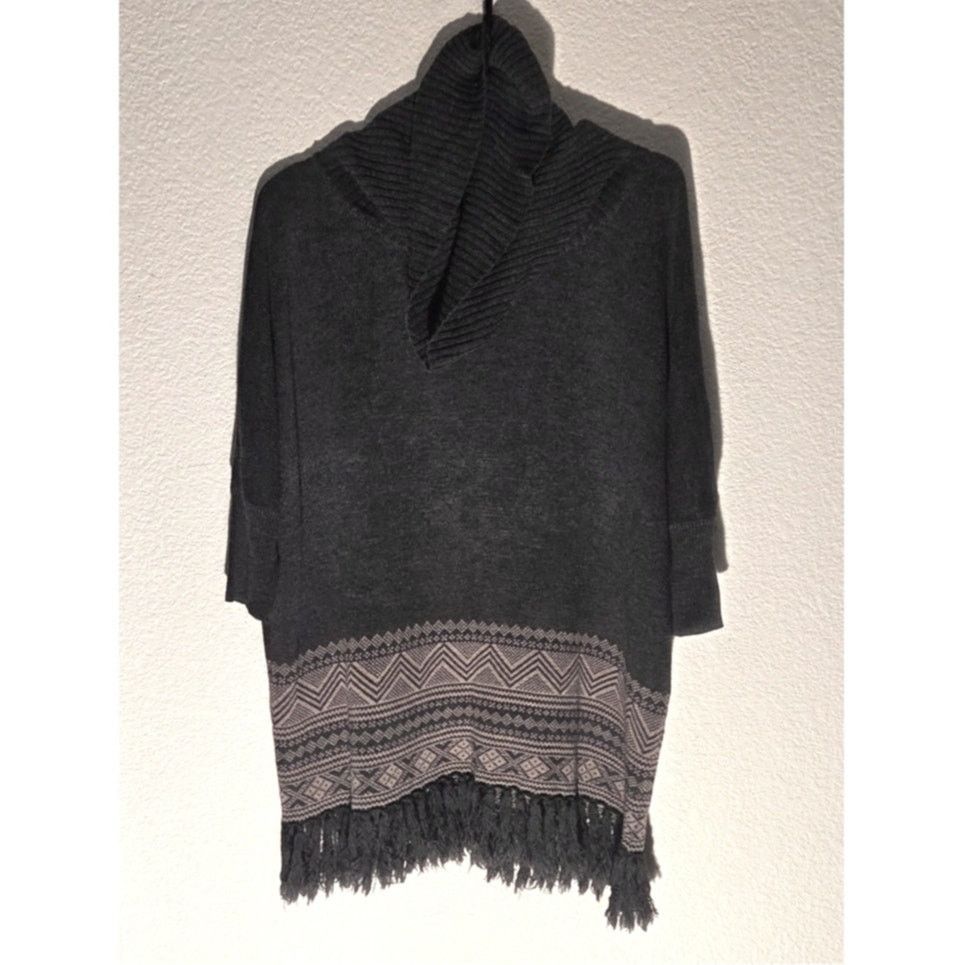 Forever 21 Forever 21 Grey Fringed Tasseled Cowl Neck Sweater Size M / US 6-8 / IT 42-44 - 6 Thumbnail