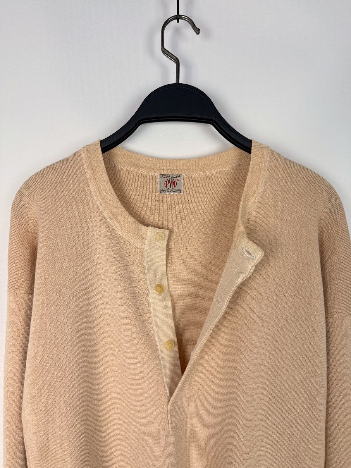 Vintage 40s 50s Vintage Italian PVM Pure Australian Wool Henley Size US XL / EU 56 / 4 - 5 Thumbnail