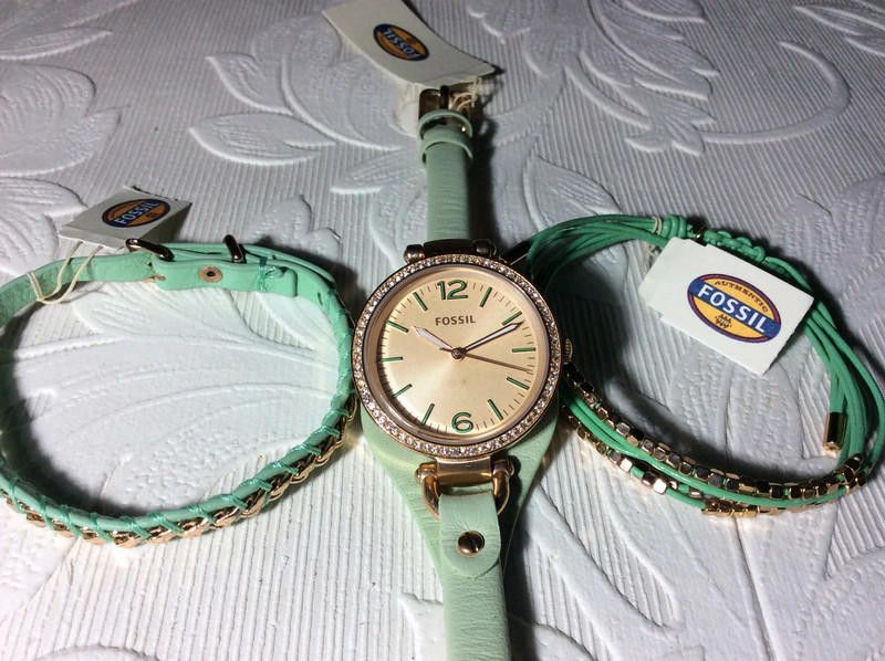 Fossil Fossil Women's Georgia green Watch with two leather braclete Size ONE SIZE - 8 Thumbnail