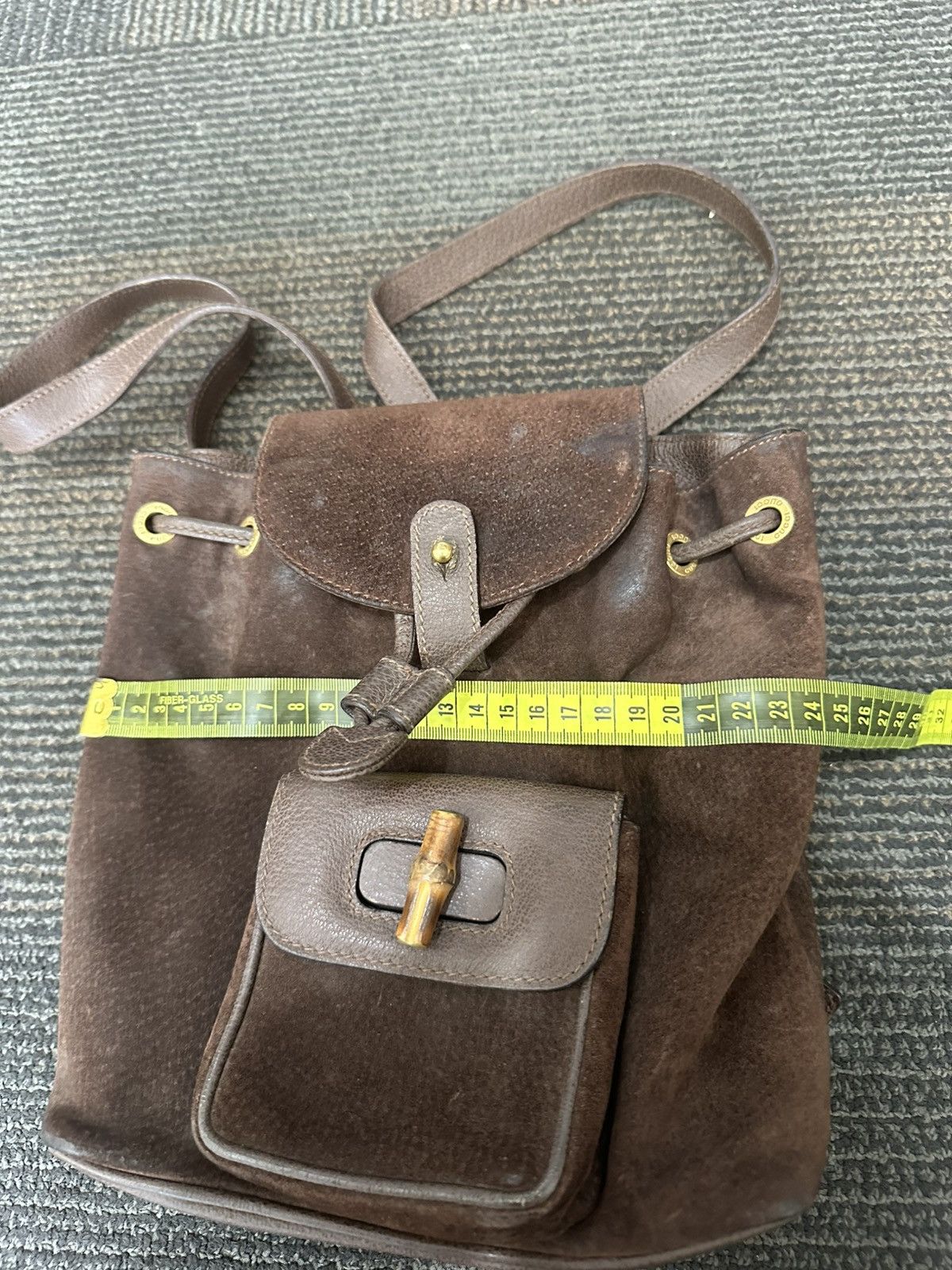 Designer × Gucci Vintage Gucci bamboo suede mini backpack Size ONE SIZE - 13 Thumbnail