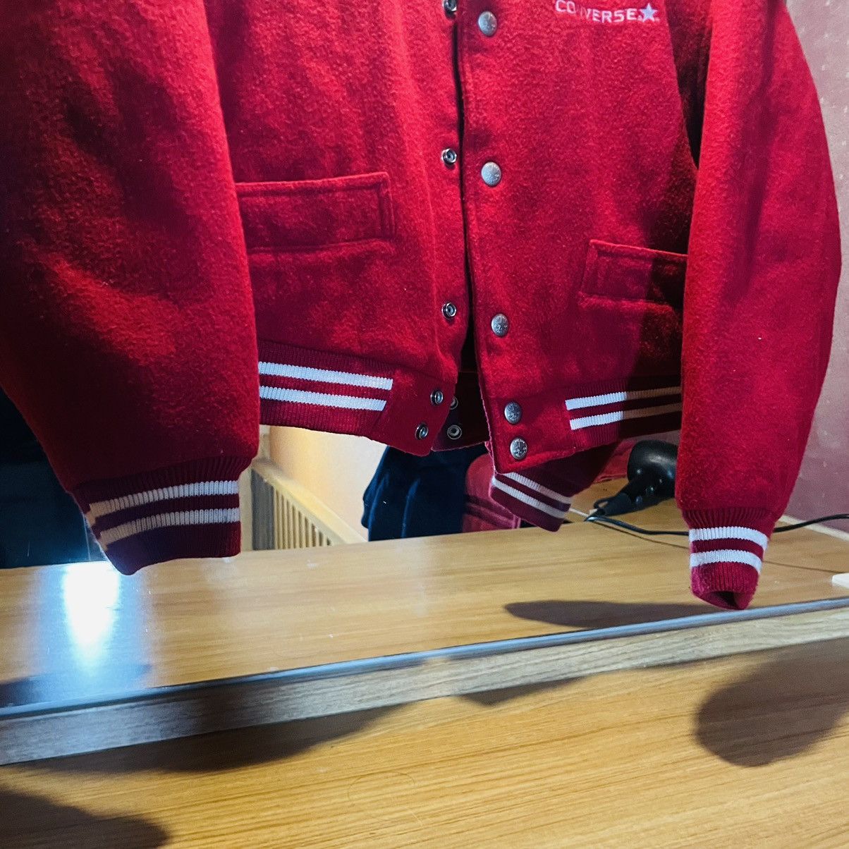 Converse × Vintage Vintage Converse Cropped Wool Bomber Jacket Size S / US 4 / IT 40 - 3 Thumbnail