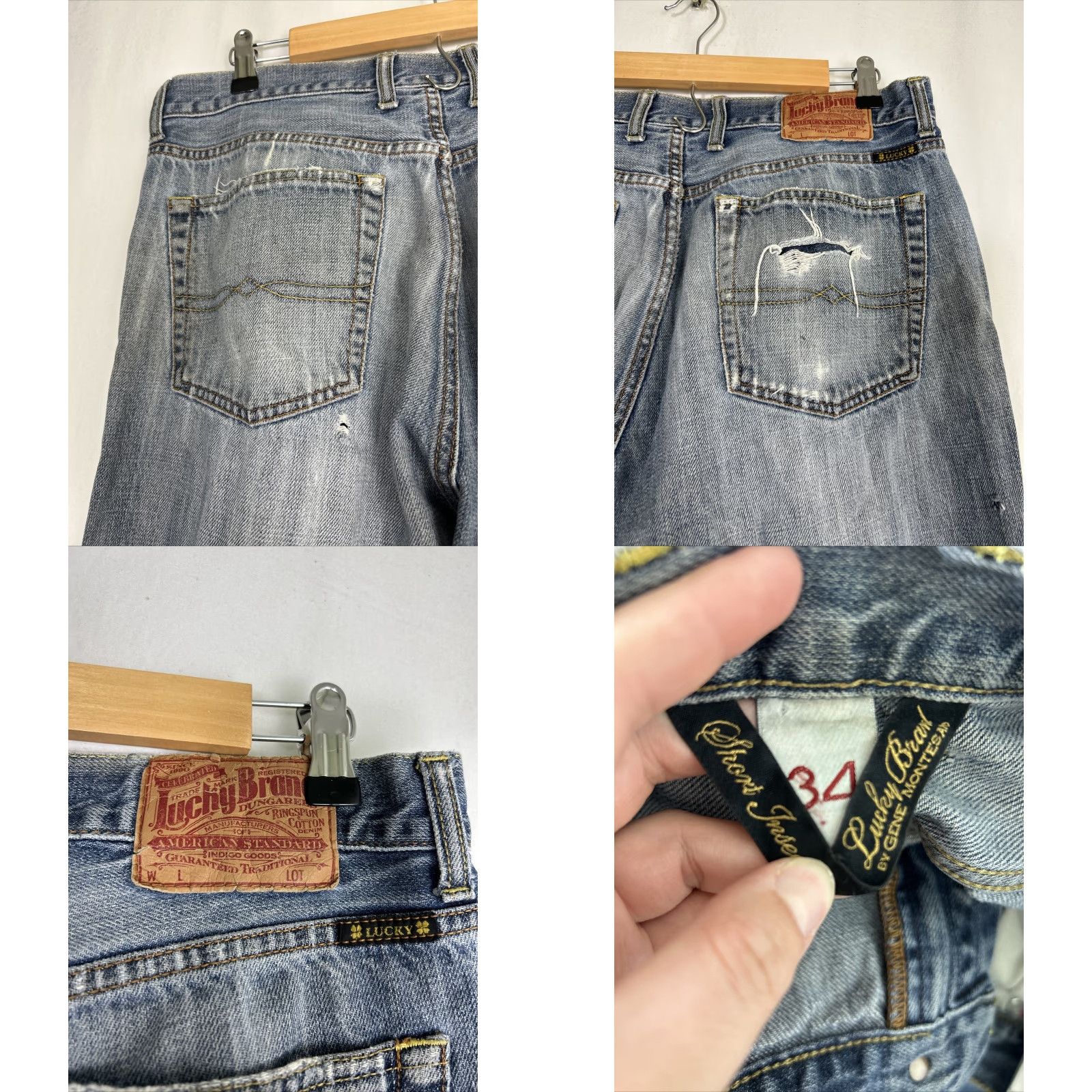 Lucky Brand Lucky Brand Jeans Distressed Medium Wash Straight Leg Relaxed 34x29 Blue Mens Regular Inseam 29 Adults 34 Size 34 Size US 34 / EU 50 - 9 Thumbnail