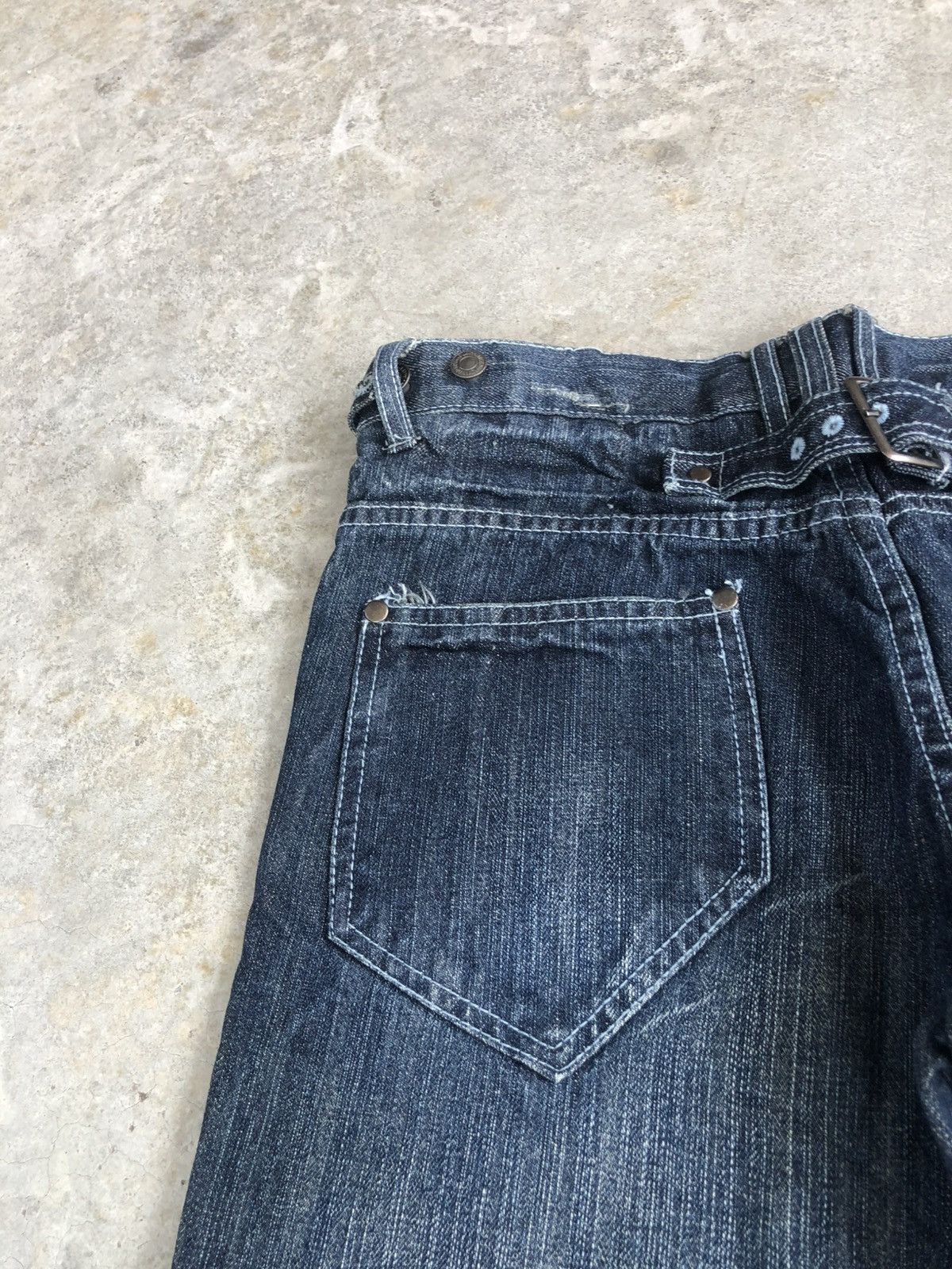 Le Grande Bleu (L.G.B.) Japanese Indecent Flared Jeans Distressed Buckle Back Size US 30 / EU 46 - 16 Thumbnail