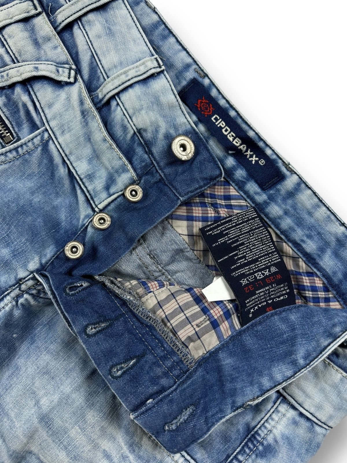 Japanese Brand Vintage Y2K Cipo & Baxx Double Waist Patchwork Jeans W29 L32 Size US 29 - 8 Thumbnail