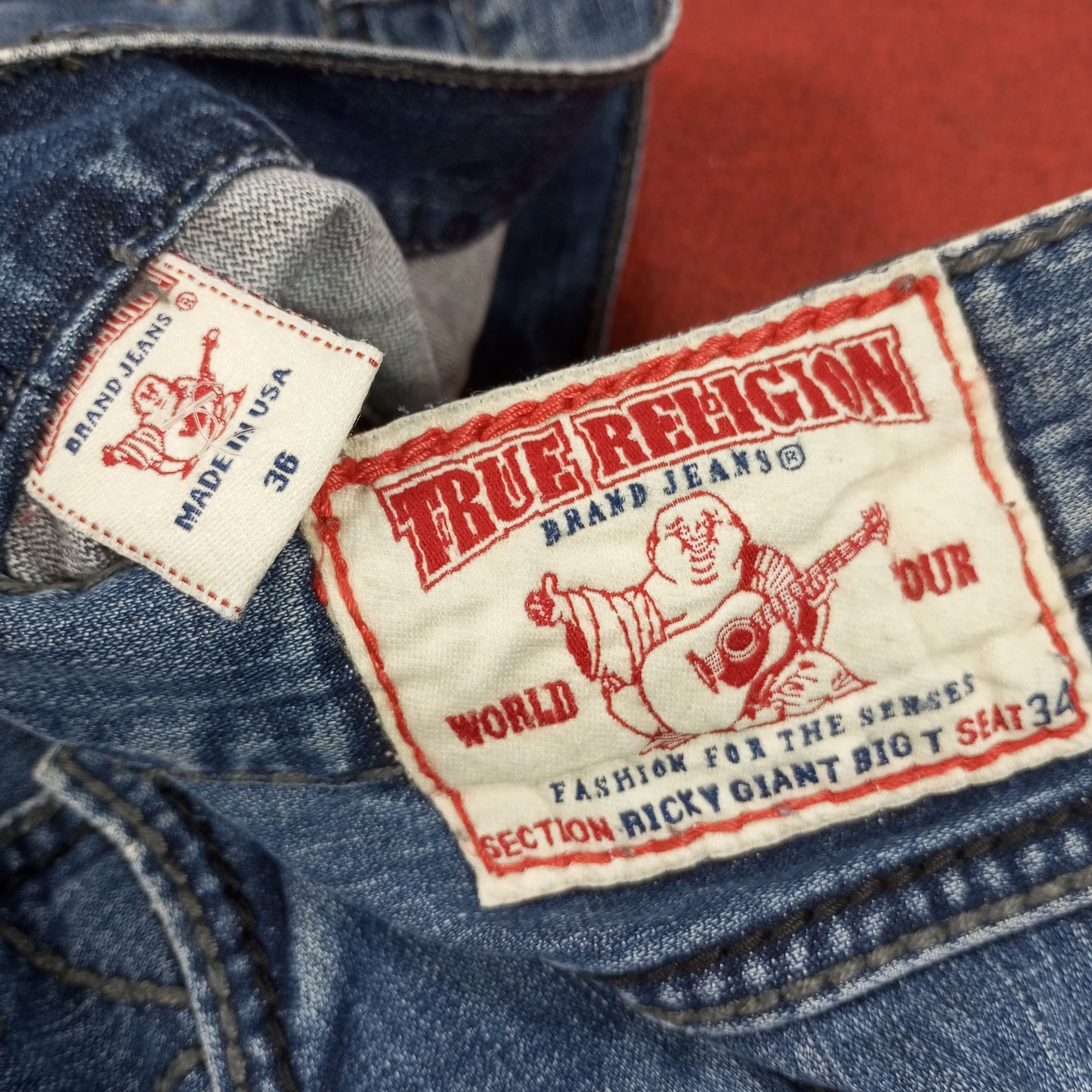 True Religion × Vintage True Religion Ricky Giant Big T Streetwear Style Jeans Size US 34 / EU 50 - 14 Thumbnail