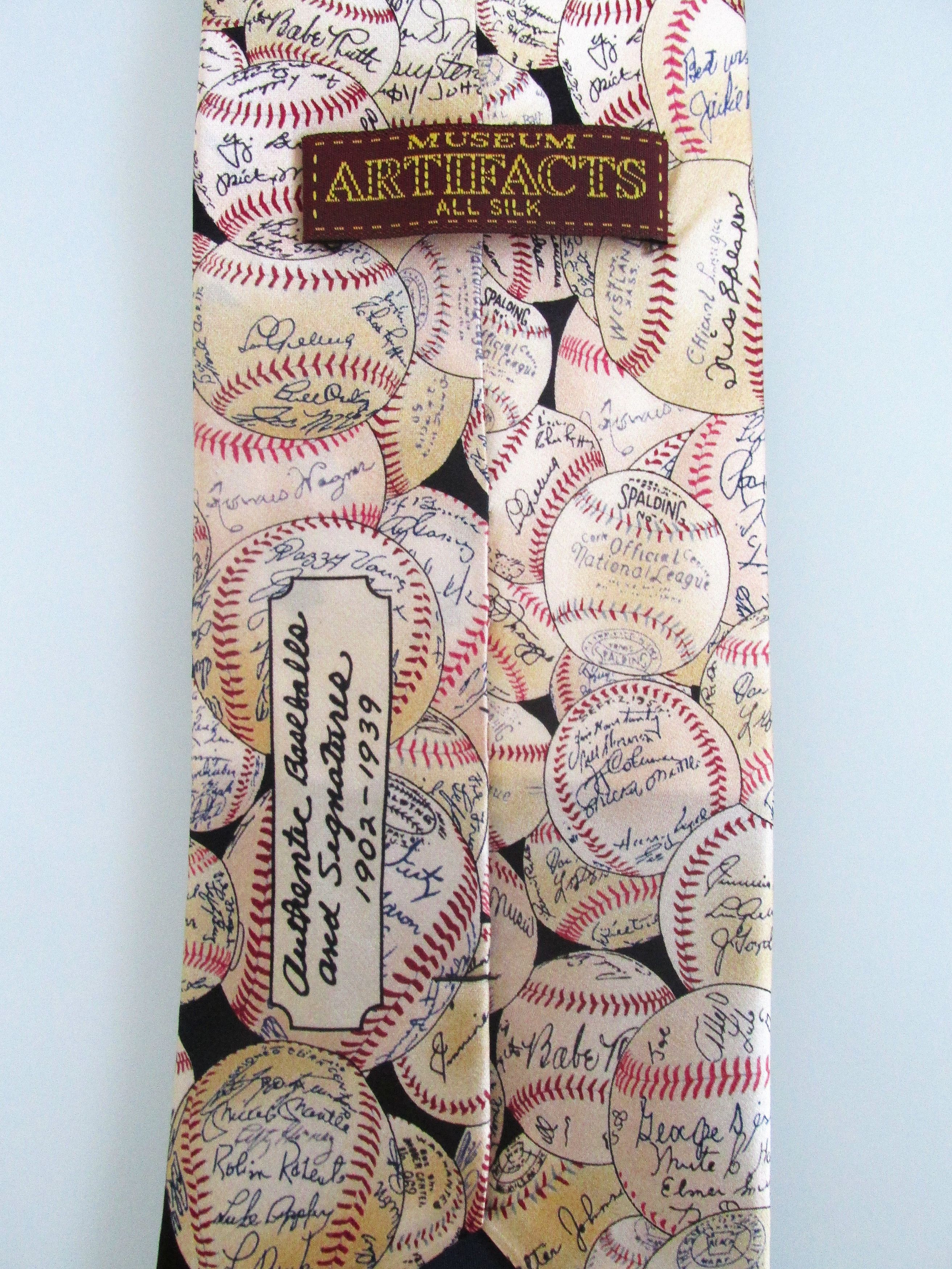 Other Museum Artifacts "Autographed Baseballs" Men's Silk Tie Size ONE SIZE - 4 Thumbnail
