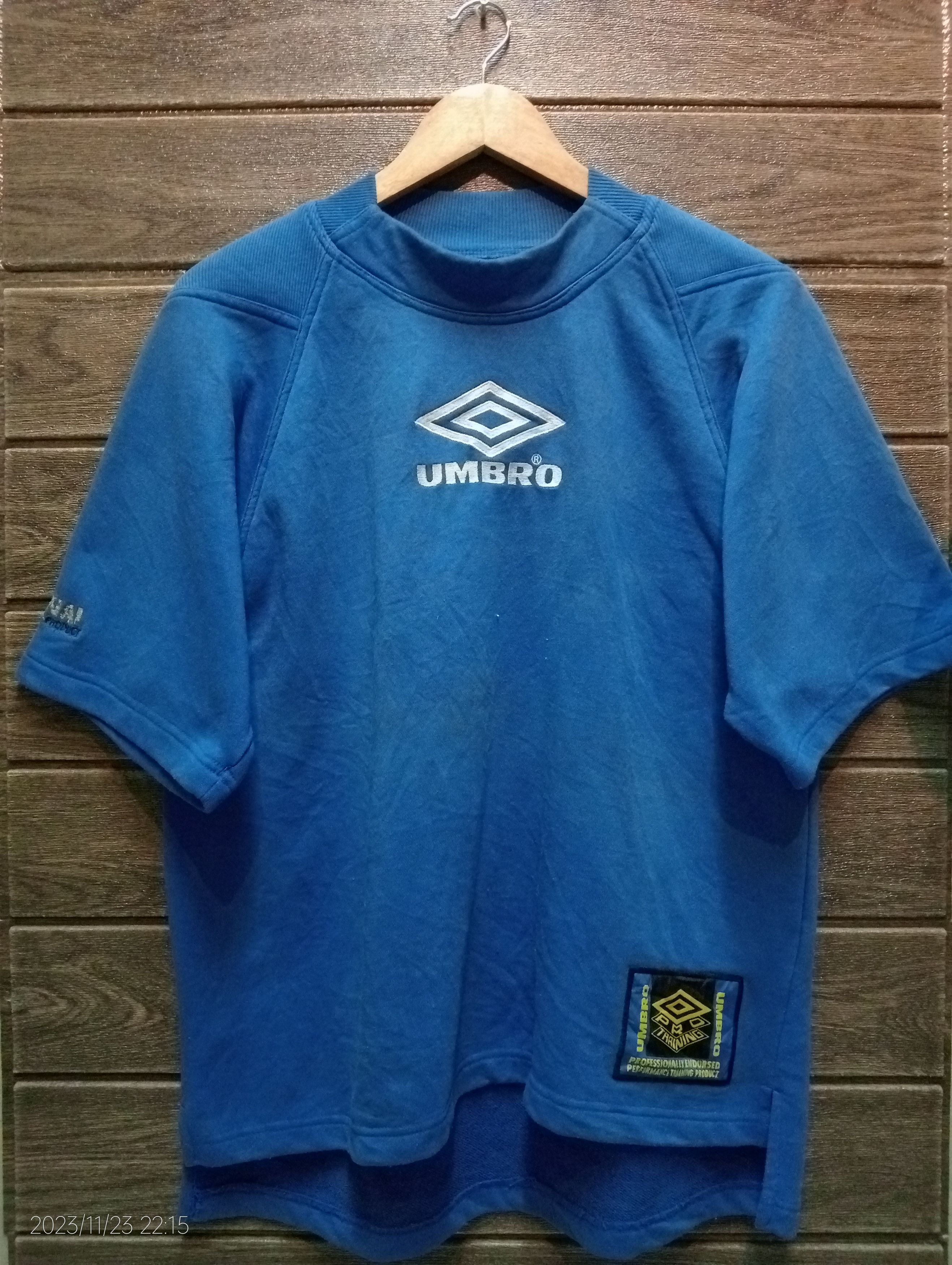 image of '90S Umbro Big Logo Pro Training Tee Very in Blue, Men's (Size Medium)