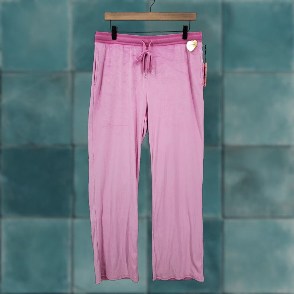 Juicy Couture Juicy Couture Womens Pants Large Pink Velour Sleepwear Rhinestone Back Y2K NWT Size 36" / US 14 / IT 50 - 1 Thumbnail