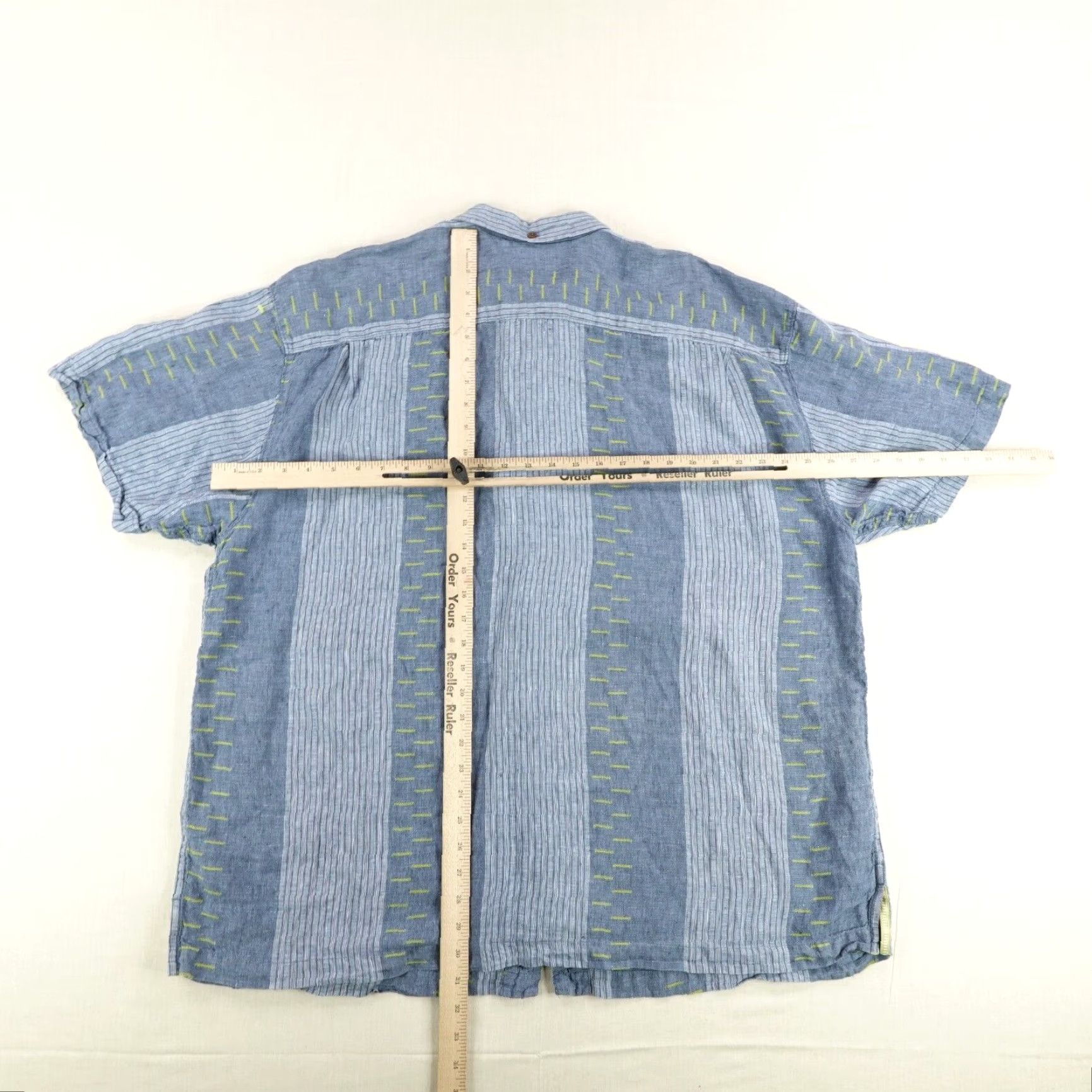 Tommy Bahama VINTAGE Tommy Bahama Shirt Mens 2XL Short Sleeve Blue Stripes Button Up Linen Casual Hawaiian Outdoors Size US XXL / EU 58 / 5 - 7 Thumbnail