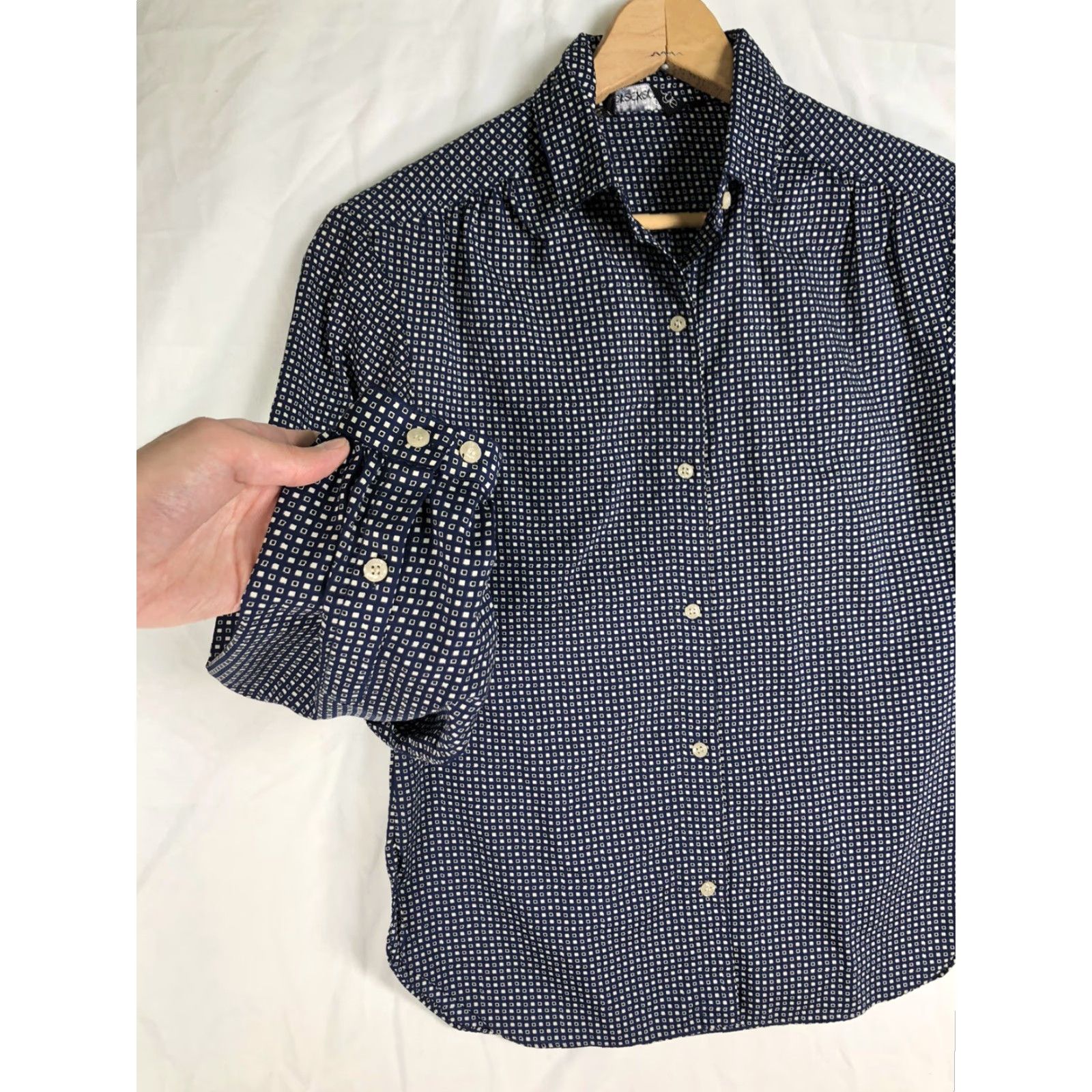 Vintage VINTAGE Breckenridge Shirt Blouse Women’s Medium Blue Collared Geometric 80s J23 Mens? Size M / US 6-8 / IT 42-44 - 3 Thumbnail