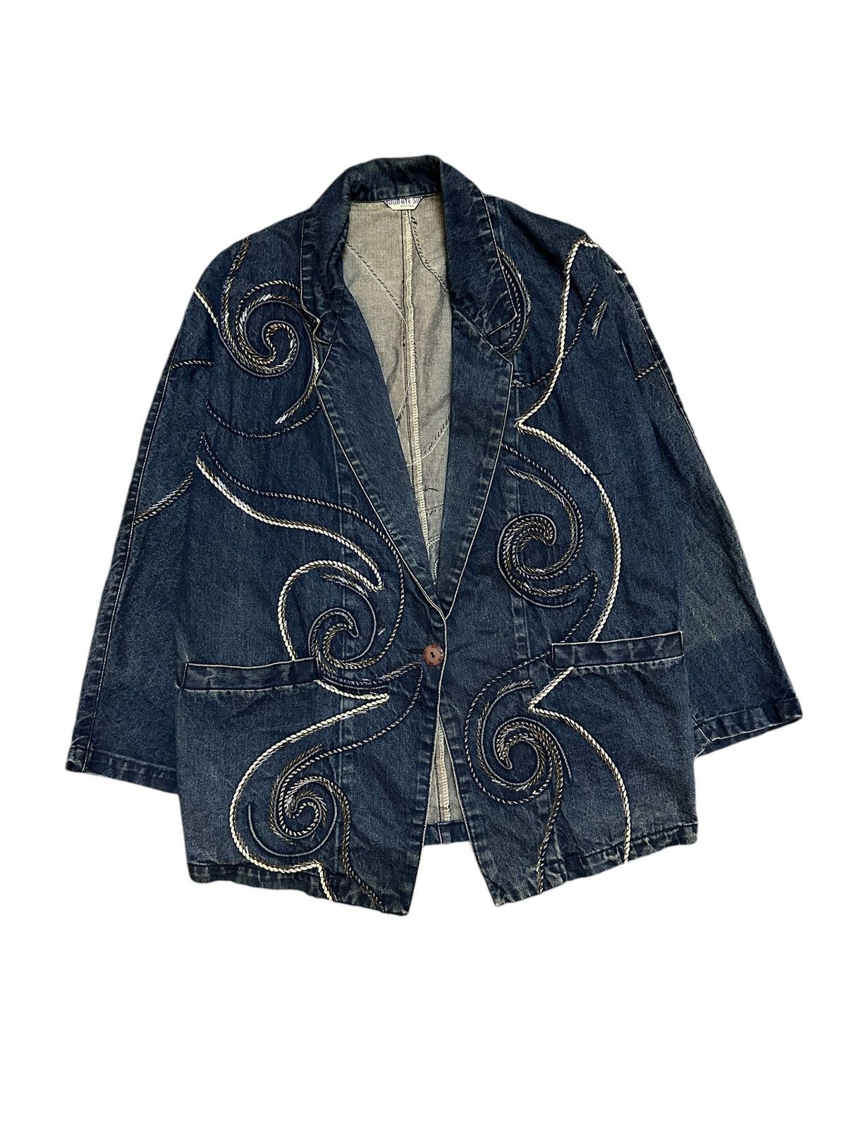 Japanese Brand vintage denim blazer rare design Size US M / EU 48-50 / 2 - 1 Thumbnail