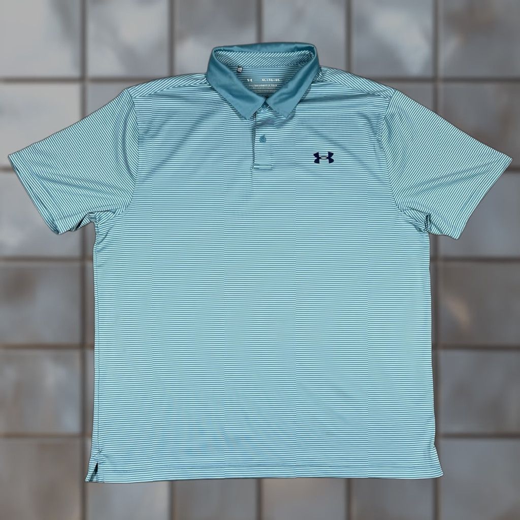 Under Armour Under Armour Polo Shirt Men XL Athletic Golf Blue Stripe Iso-Chill Short Sleeve Size US XL / EU 56 / 4 - 1 Thumbnail