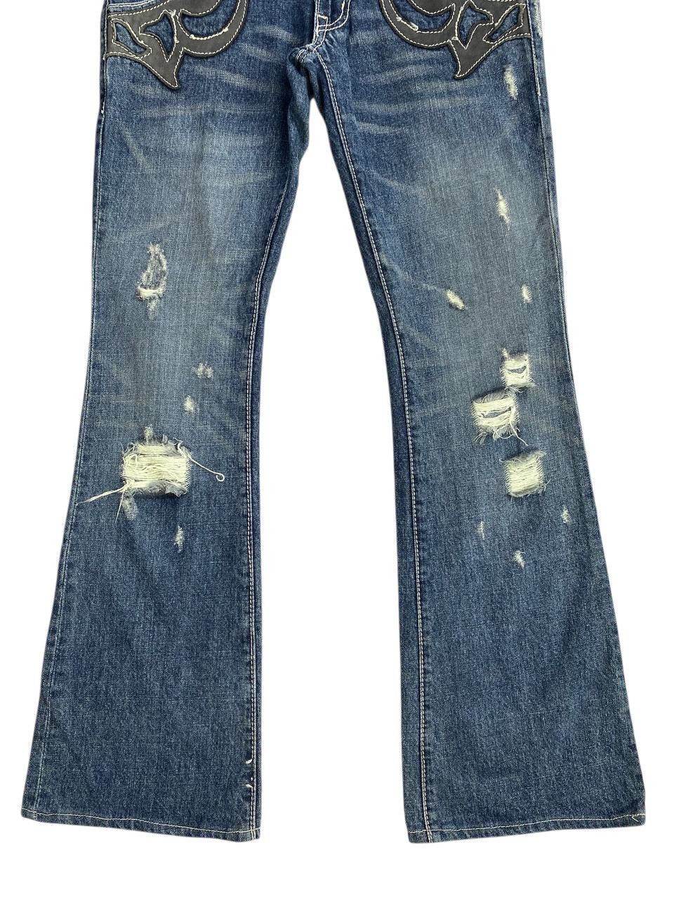 JACKROSE 2000’s Y2K Jackrose Distressed Repaired Flared Denim Size US 30 / EU 46 - 8 Thumbnail