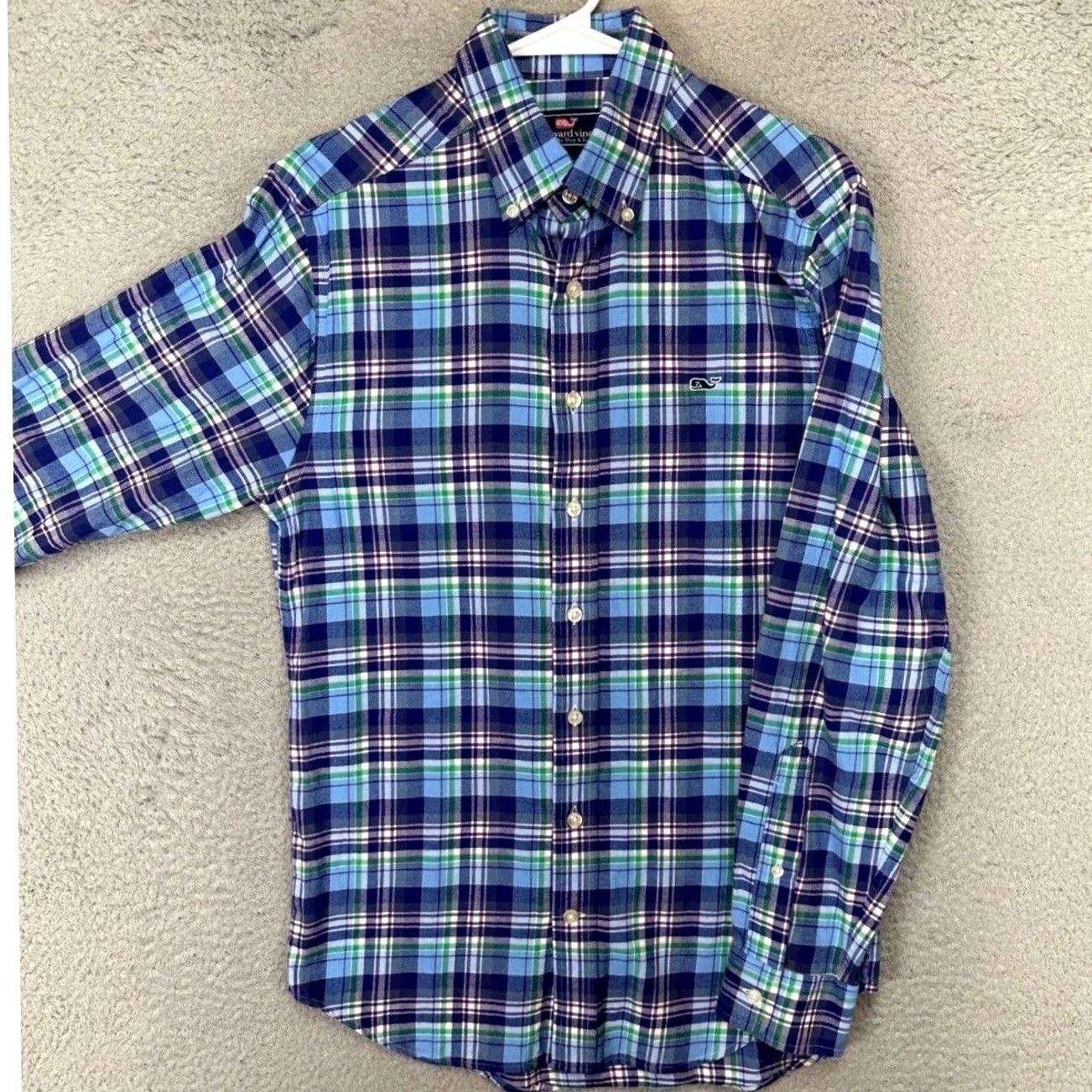Vineyard Vines Vineyard Vines Whale Shirt Mens Small Slim Fit Plaid Flannel Button-Up Blue Madras Shirt Size US S / EU 44-46 / 1 - 2 Thumbnail