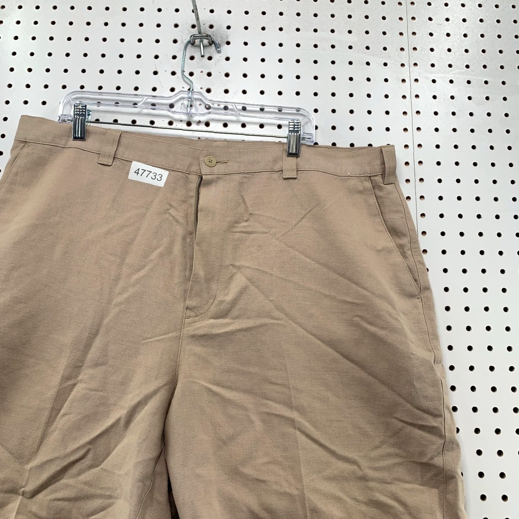 Vintage Ashworth Chino Shorts Mens 40x8.5 Beige Ez-Tech Cotton Blend Linen Front Flat Front Regular Inseam 8in Casual Summer Spring Mens Size US 40 / EU 56 - 5 Thumbnail