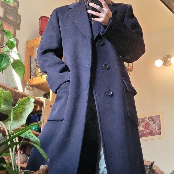 D. & E. Dalton Cashmere Long Vintage Peacoat Navy Blue - M