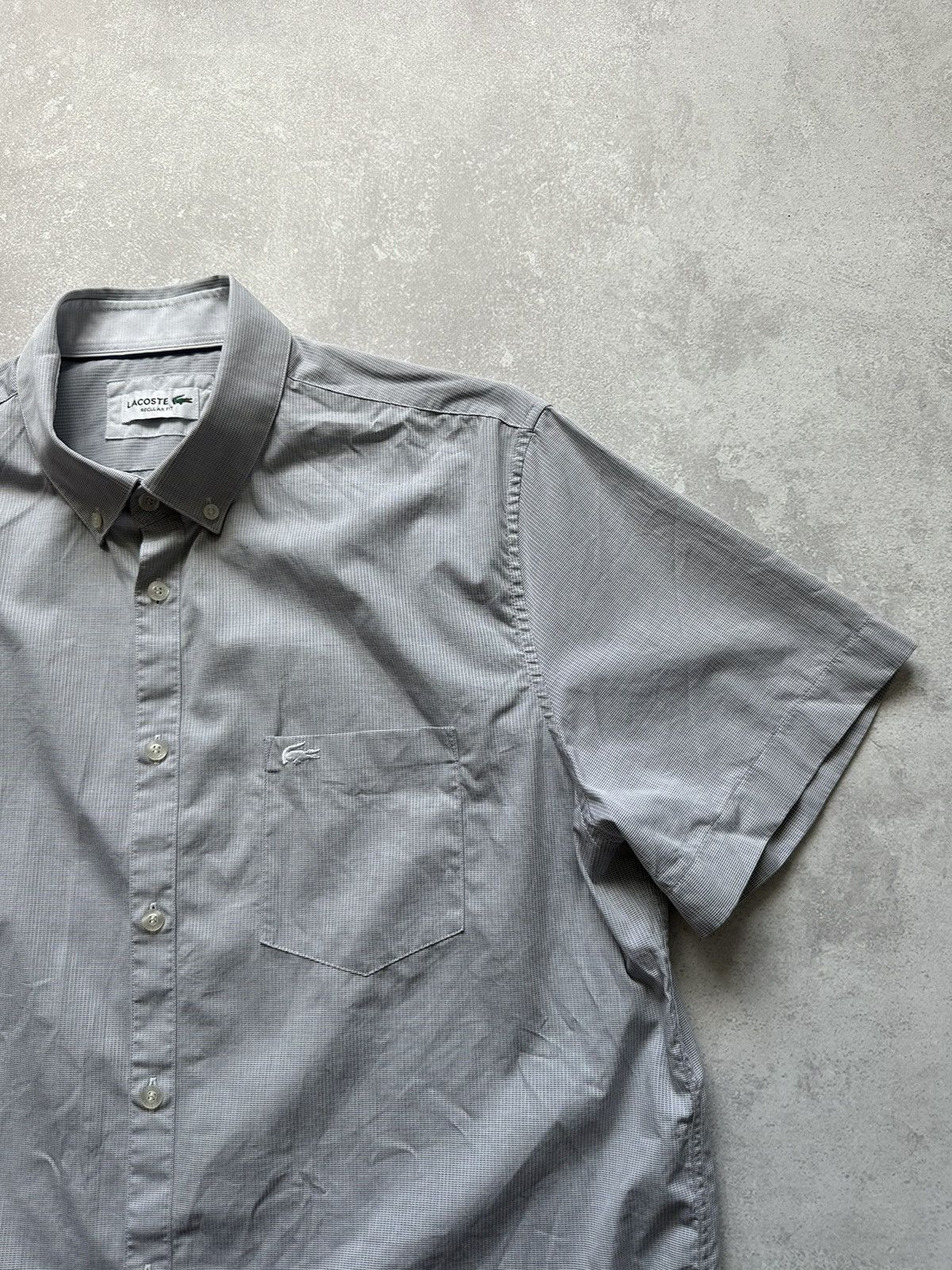 Lacoste Men's Lacoste Grey Check Short Sleeve Shirt Devanlay SZ 44 Size US XL / EU 56 / 4 - 2 Thumbnail