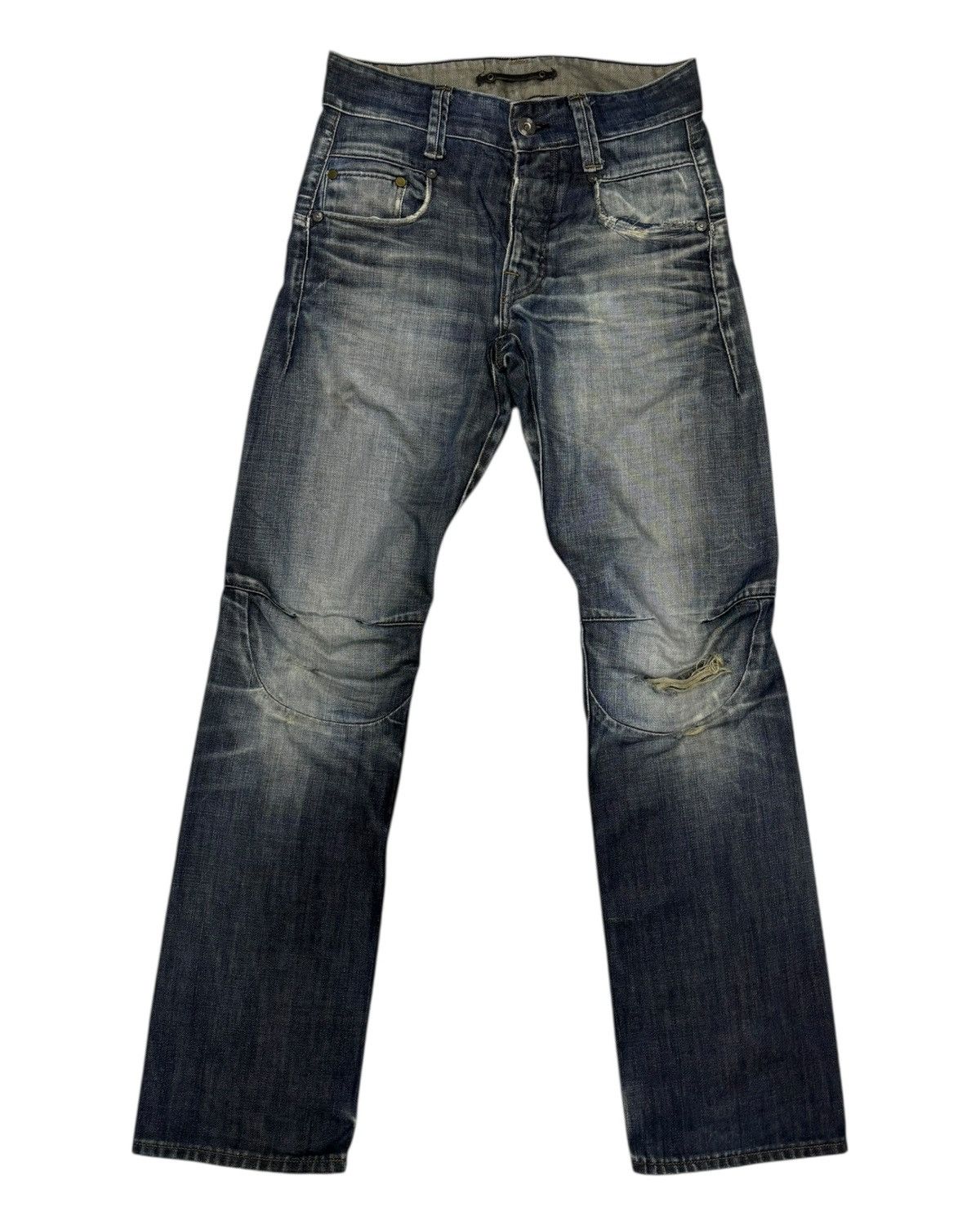 G-Star × If Six Was Nine × Le Grande Bleu (L.G.B.) G-STAR RAW BUCKLE BACK FADED DISTRESSED DENIM JEANS Size US 29 - 7 Thumbnail