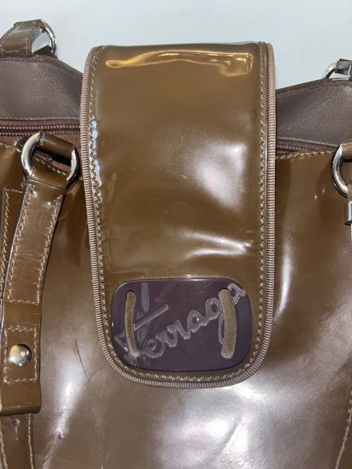 Salvatore Ferragamo Brown Patent Leather Ferragamo Tote Size ONE SIZE - 2 Thumbnail