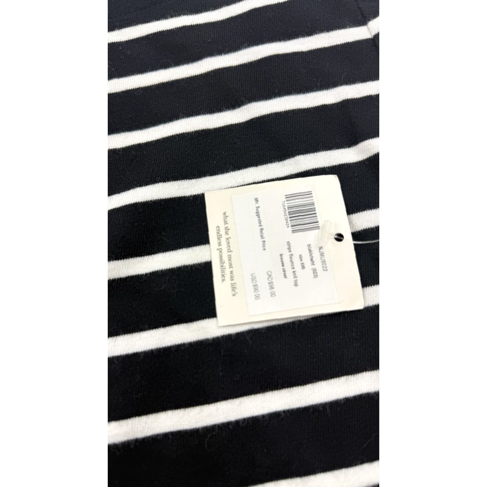 Vintage Kate Spade Shirt Womens XXS Black Striped Flounce Bell Sleeve Boat Neck Jersey Size XXS / US 00 / IT 34 - 4 Thumbnail