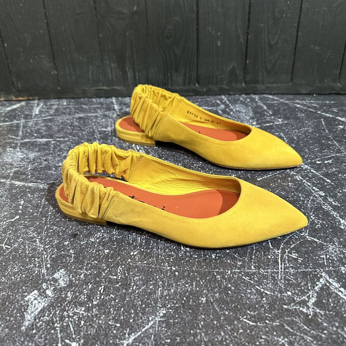 Santoni SANTONI - Women’s Yellow Ballet Suede Flats Size 37 Size US 7 / IT 37 - 3 Thumbnail