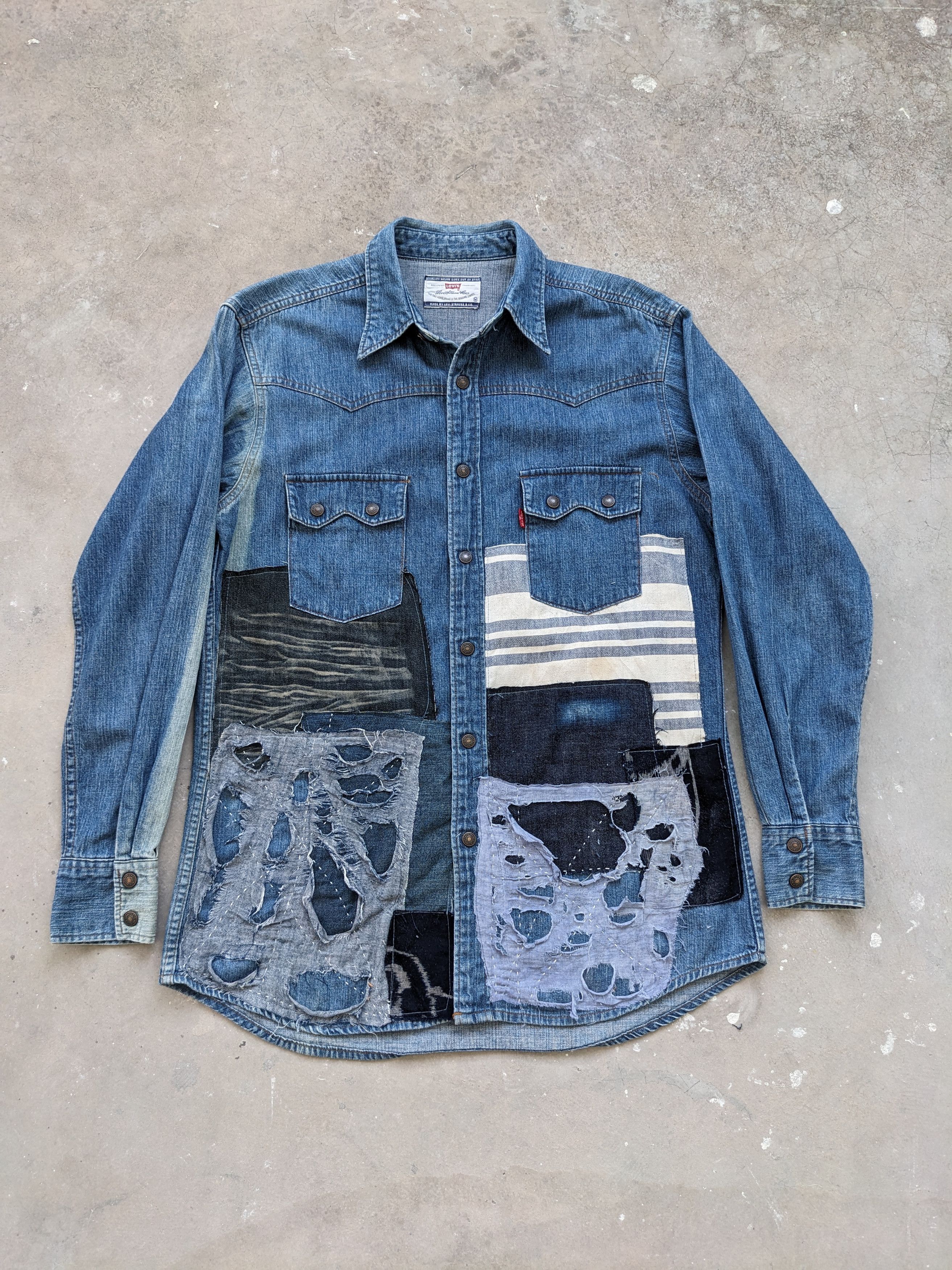 Japanese Brand × Levi's Vintage Levis Shirt Boro Custom Made Snap Button Up Size M / US 6-8 / IT 42-44 - 3 Thumbnail