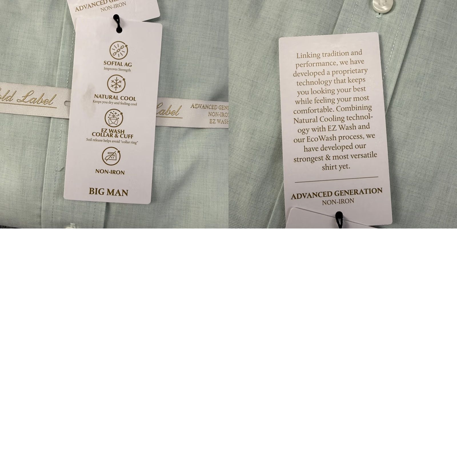 Roundtree & Yorke Roundtree & Yorke Gold Label Shirt Mens 19 Big & Tall Green Non-Iron Long Sleeve Dress Shirt Size US XXL / EU 58 / 5 - 8 Thumbnail