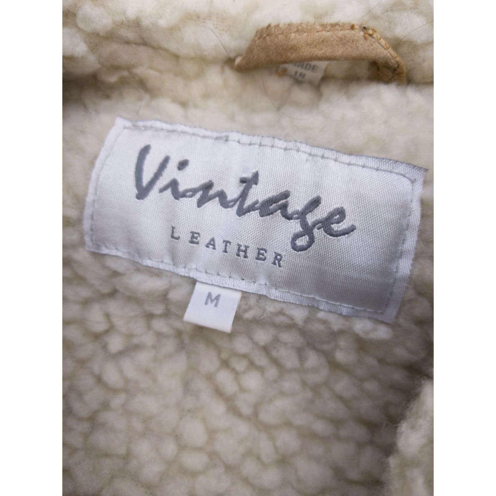 Vintage VINTAGE Leather Coat Womens M Beige Hooded Patchwork Shearling Lined Parka Size M / US 6-8 / IT 42-44 - 6 Thumbnail
