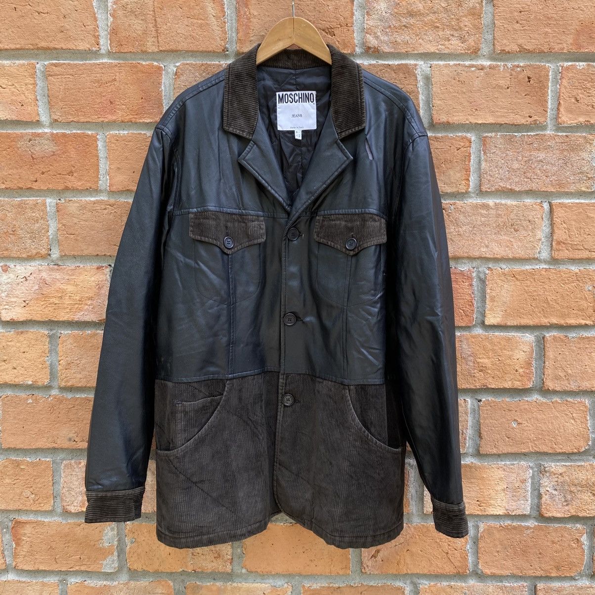 Moschino Moschino Brown Fux Leather & Corduroy Panel Jacket Size US M / EU 48-50 / 2 - 1 Thumbnail