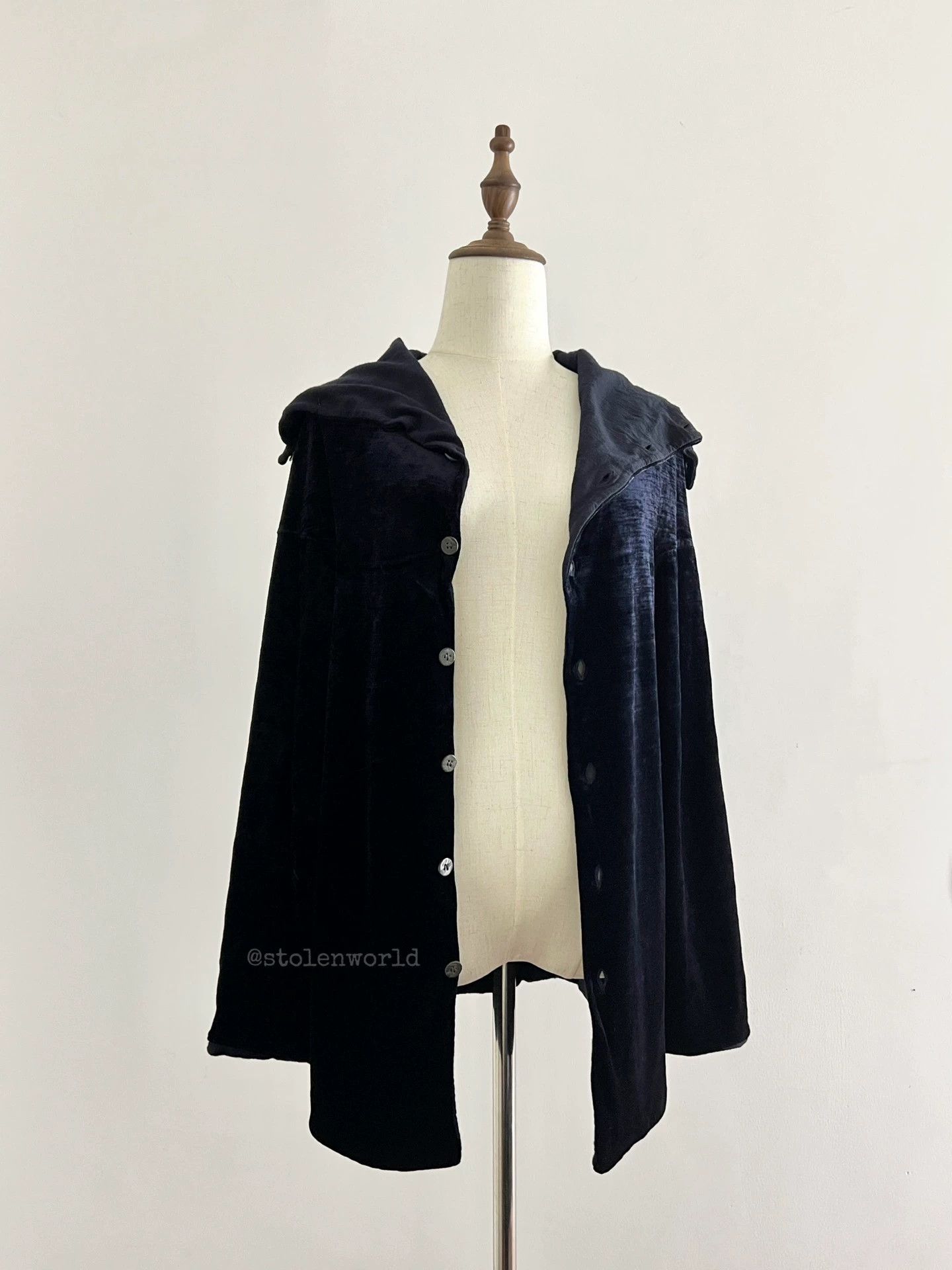 Comme des Garcons Comme des Garçons Blue Velvet Stacked Collar Jacket Size S / US 4 / IT 40 - 5 Thumbnail