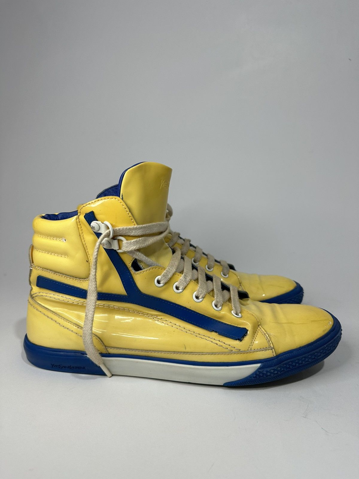 Yves Saint Laurent Vintage Yves Saint Laurent Yellow Patent Leather Y Sneakers. Size US 8 / EU 41 - 1 Thumbnail