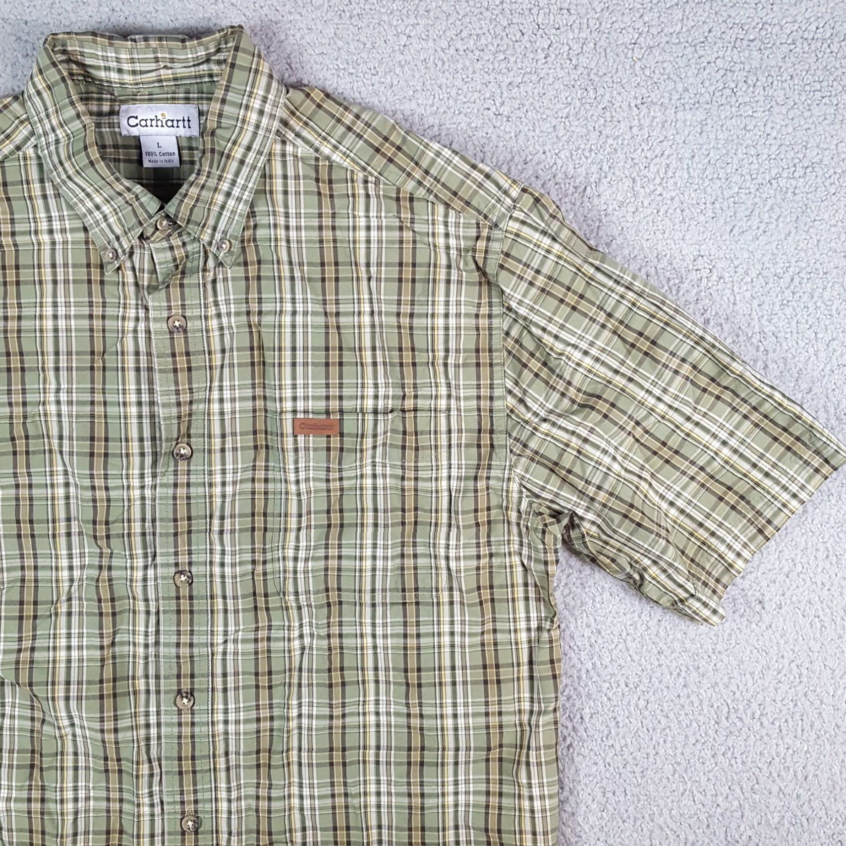 Carhartt VINTAGE Carhartt Button-Up Shirt Mens L Green Plaid Button-Down Collared Work Shirt Size US L / EU 52-54 / 3 - 2 Thumbnail