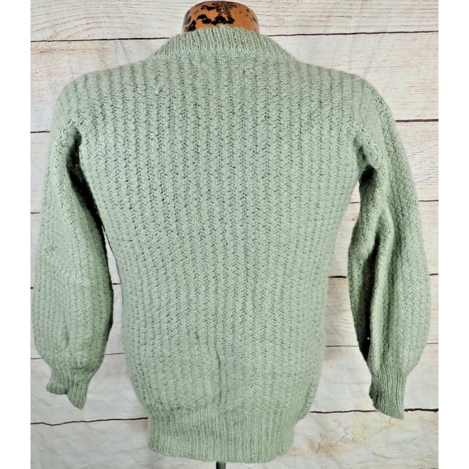 Vintage Vintage SHY Wool Blend Cable Knit Sweater Pullover Womens S/M 1970s Green Rockabilly Size S / US 4 / IT 40 - 3 Thumbnail