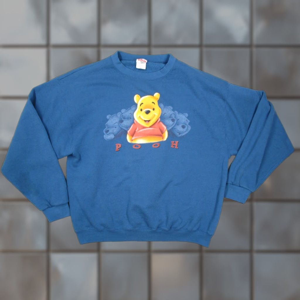 Disney VINTAGE Disney Shop Sweatshirt Mens XL Blue Winnie the Pooh Pullover Crew Neck Fleece Cotton Blend Made in USA Size US XL / EU 56 / 4 - 1 Thumbnail