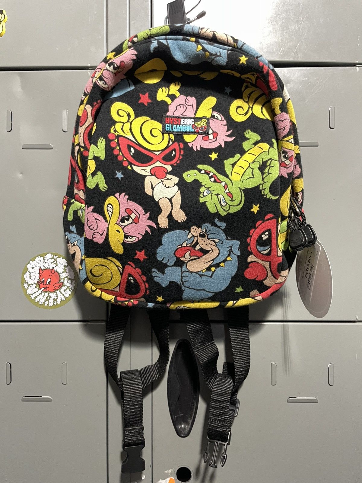 Hysteric Glamour x Vintage Hysteric Mini Backpack Cartoon Aop Print Soft Fuzzy Bag in Black, Men's