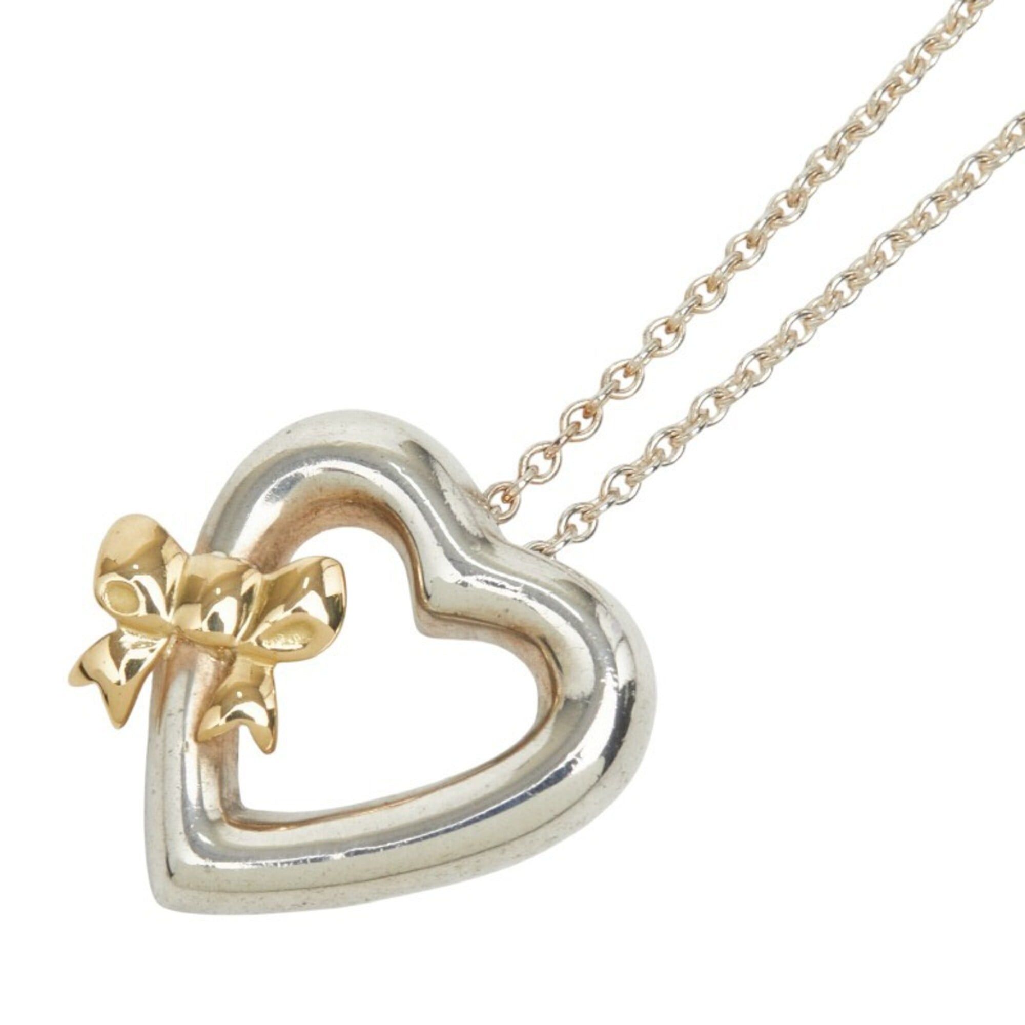 Tiffany & Co. Tiffany & Co. Heart Ribbon Necklace, Silver and Gold (SV925), 18K Yellow Combination, Women's. Size ONE SIZE - 1 Thumbnail