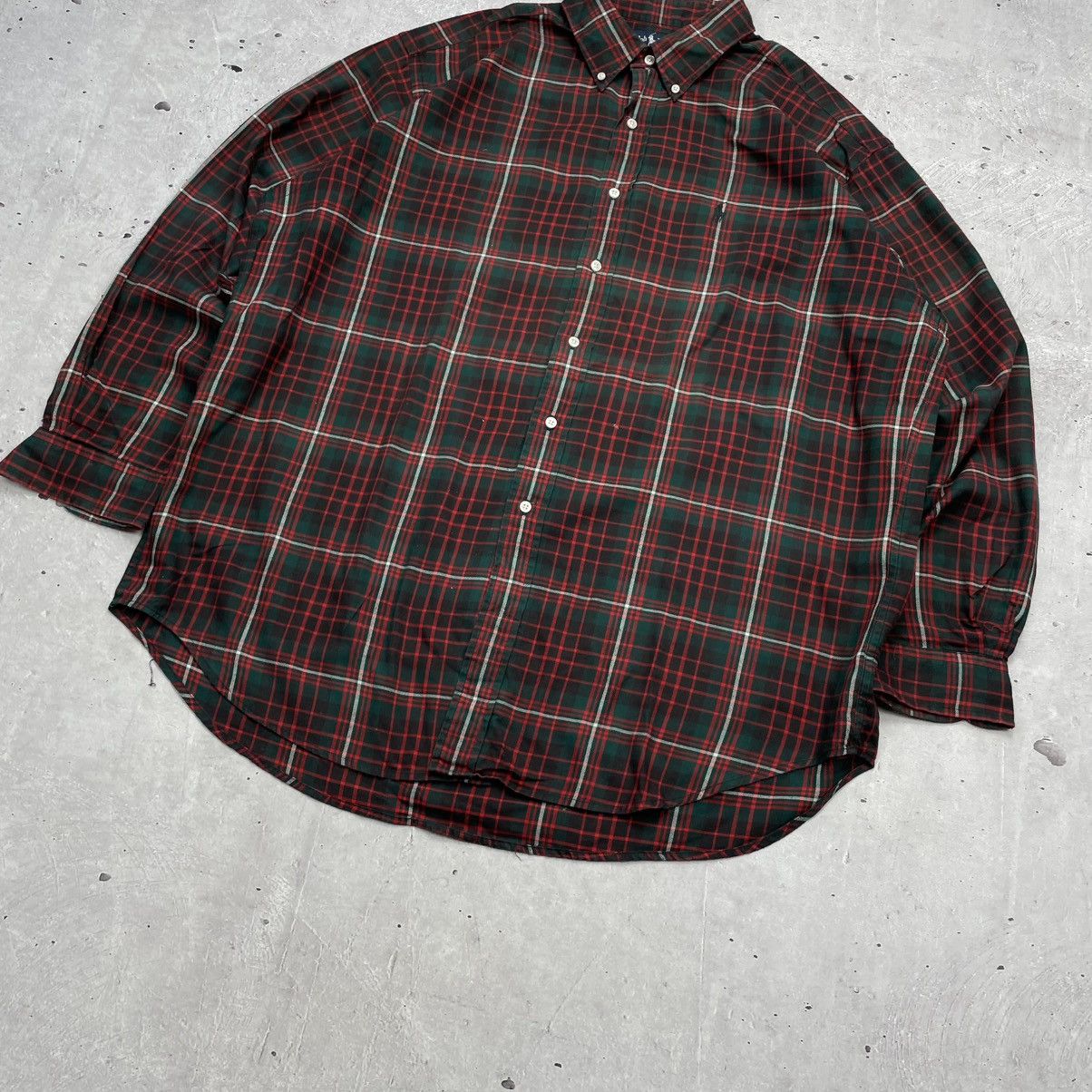 Polo Ralph Lauren × Vintage Vintage 90s Ralph Lauren Red Green Plaid Button Down Blaire Size US XXL / EU 58 / 5 - 2 Thumbnail